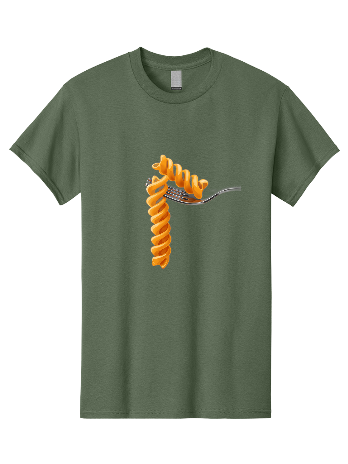 Fusilli-On-Fork Men'S Graphic Tee, 100% Cotton, Comfortable Casual Summer Wear, Machine Washable, Fusilli Pasta, Spiral Pasta, Fork, Italian Cuisine, Delicious Meal, Tasty Food, Pasta Dish, Culinary Delight Bad113