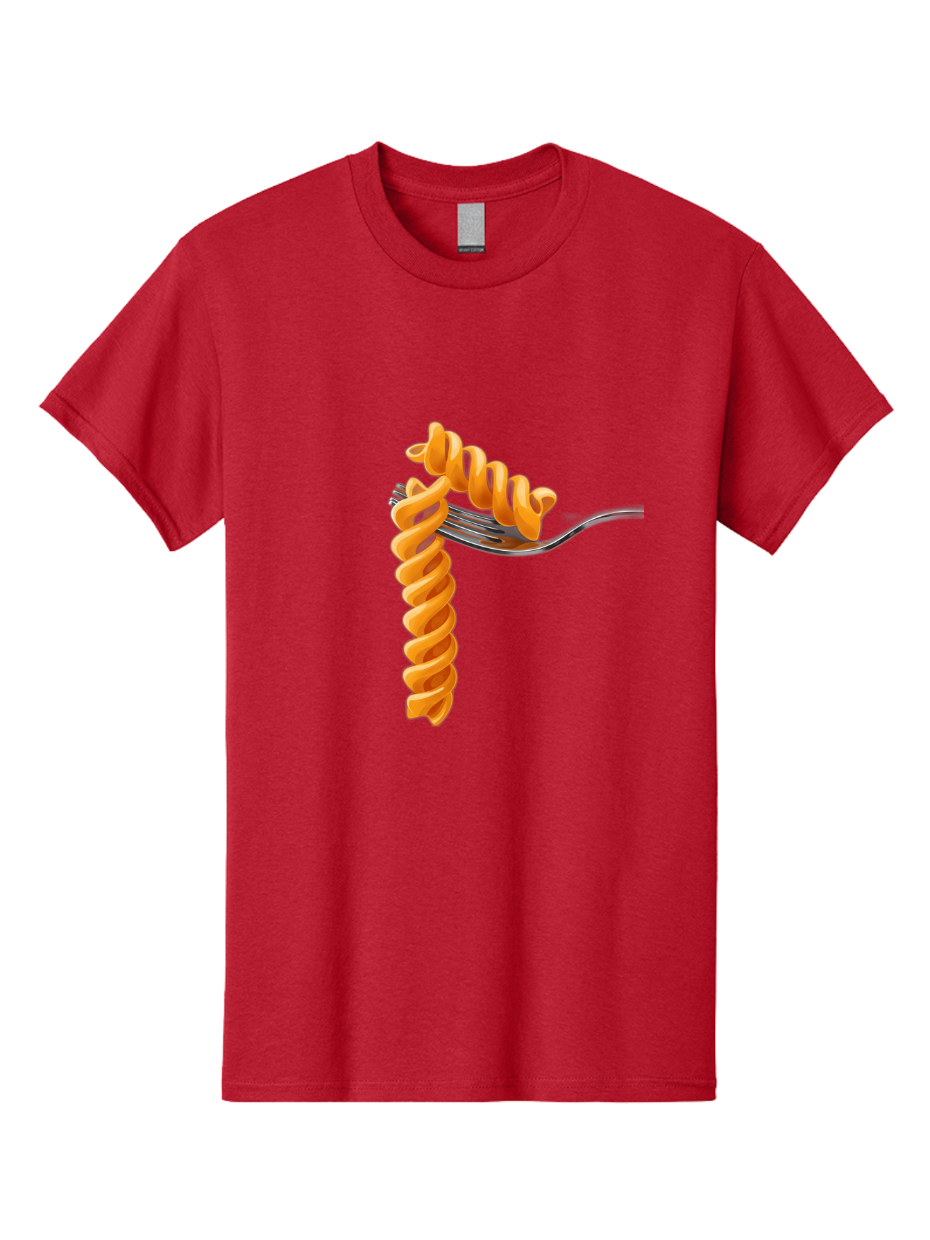 Fusilli-On-Fork Men'S Graphic Tee, 100% Cotton, Comfortable Casual Summer Wear, Machine Washable, Fusilli Pasta, Spiral Pasta, Fork, Italian Cuisine, Delicious Meal, Tasty Food, Pasta Dish, Culinary Delight Bad113