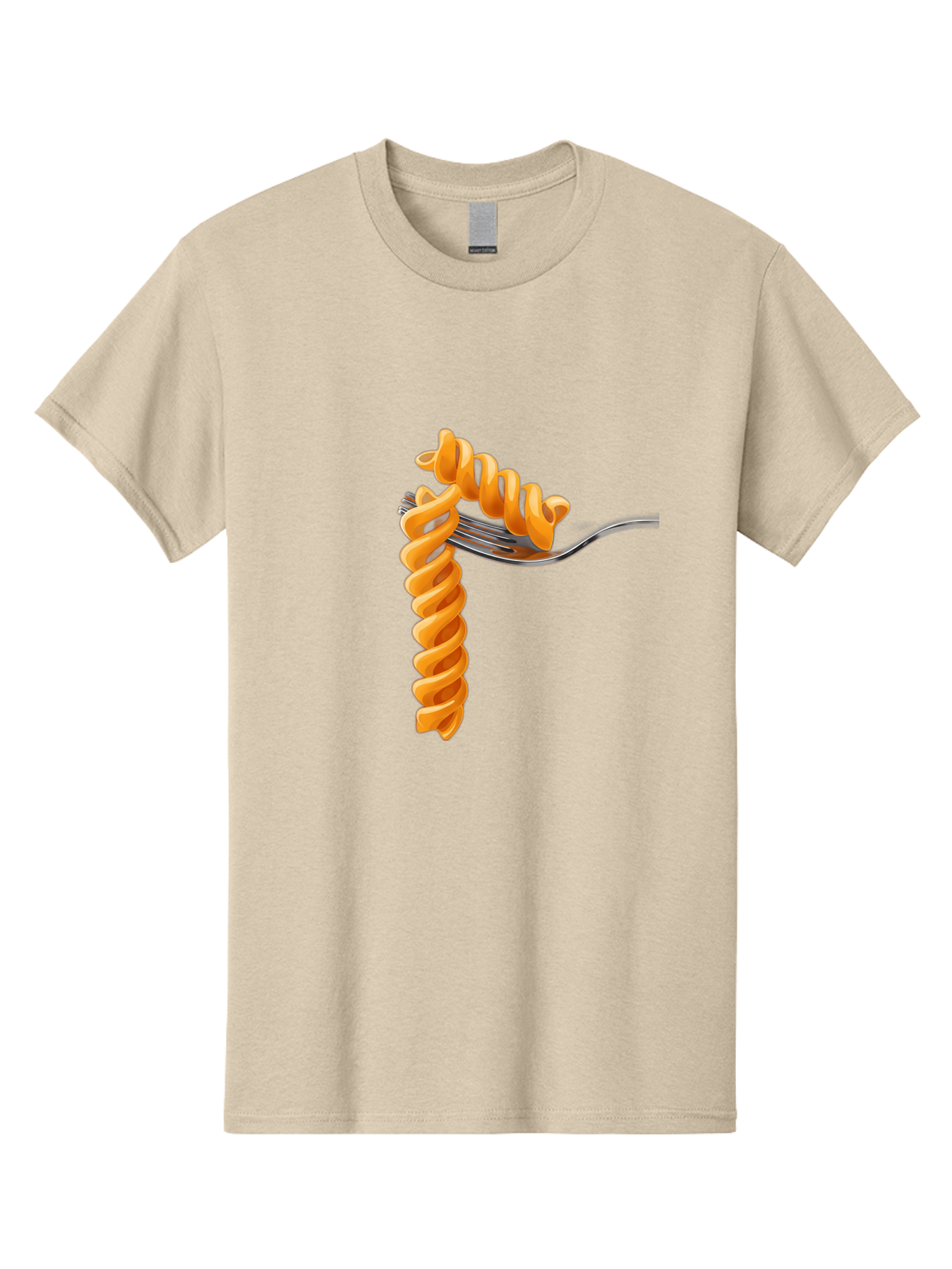 Fusilli-On-Fork Men'S Graphic Tee, 100% Cotton, Comfortable Casual Summer Wear, Machine Washable, Fusilli Pasta, Spiral Pasta, Fork, Italian Cuisine, Delicious Meal, Tasty Food, Pasta Dish, Culinary Delight Bad113