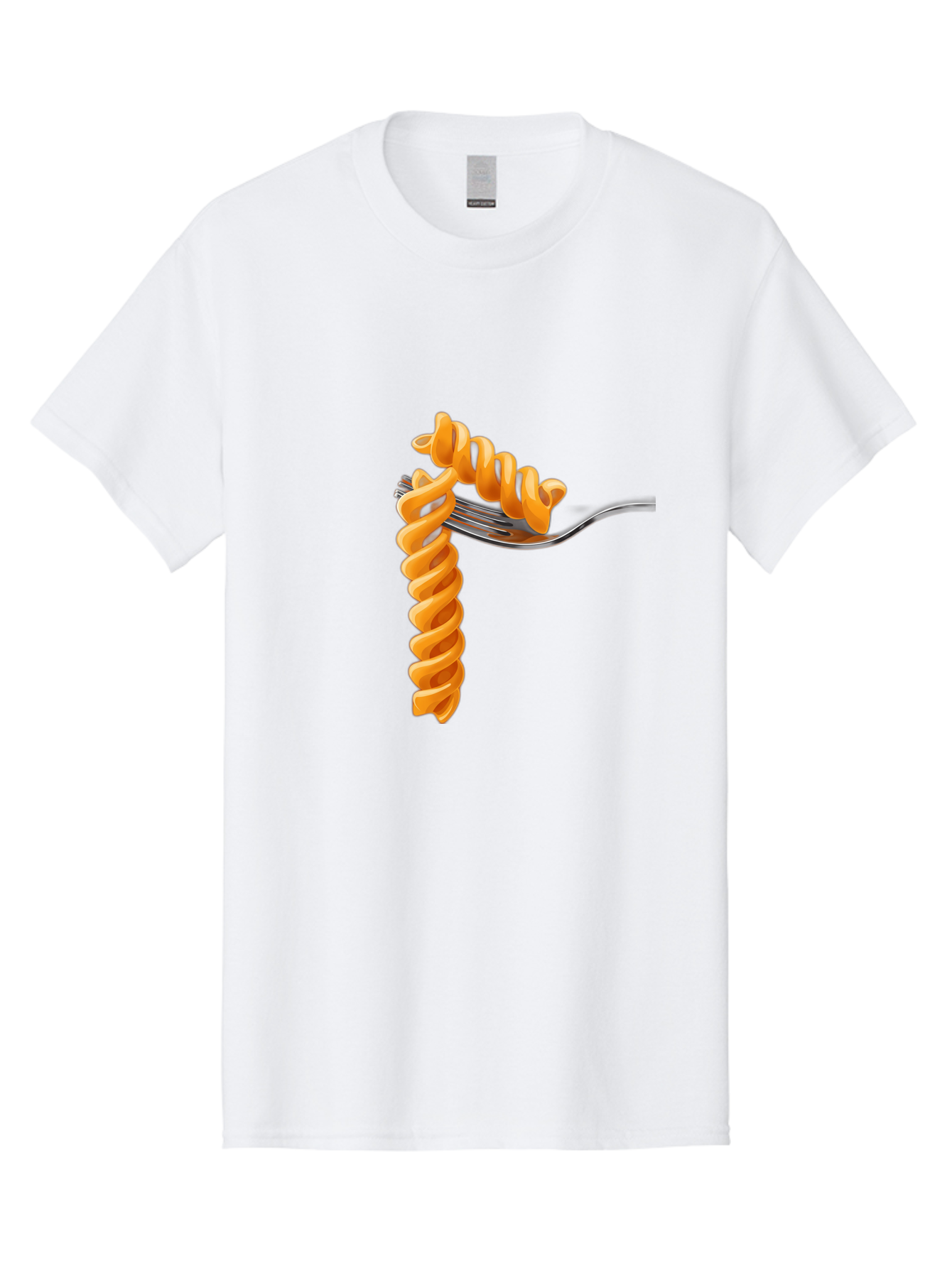 Fusilli-On-Fork Men'S Graphic Tee, 100% Cotton, Comfortable Casual Summer Wear, Machine Washable, Fusilli Pasta, Spiral Pasta, Fork, Italian Cuisine, Delicious Meal, Tasty Food, Pasta Dish, Culinary Delight Bad113