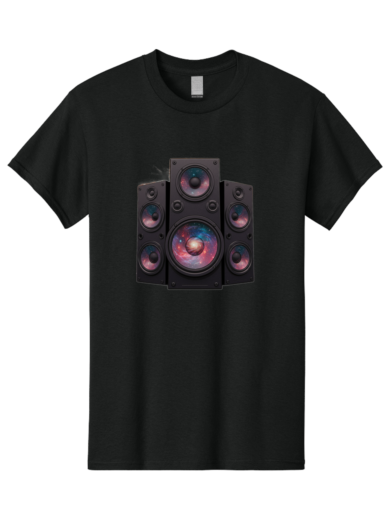 Galaxy-Speakers Men'S Graphic Tee, 100% Cotton, Comfortable Casual Summer Wear, Machine Washable, Home Theater System, Surround Sound Speakers, Galaxy Design, Space-Themed Decor, Audio Equipment, Immersive Sound Experience, Bad114