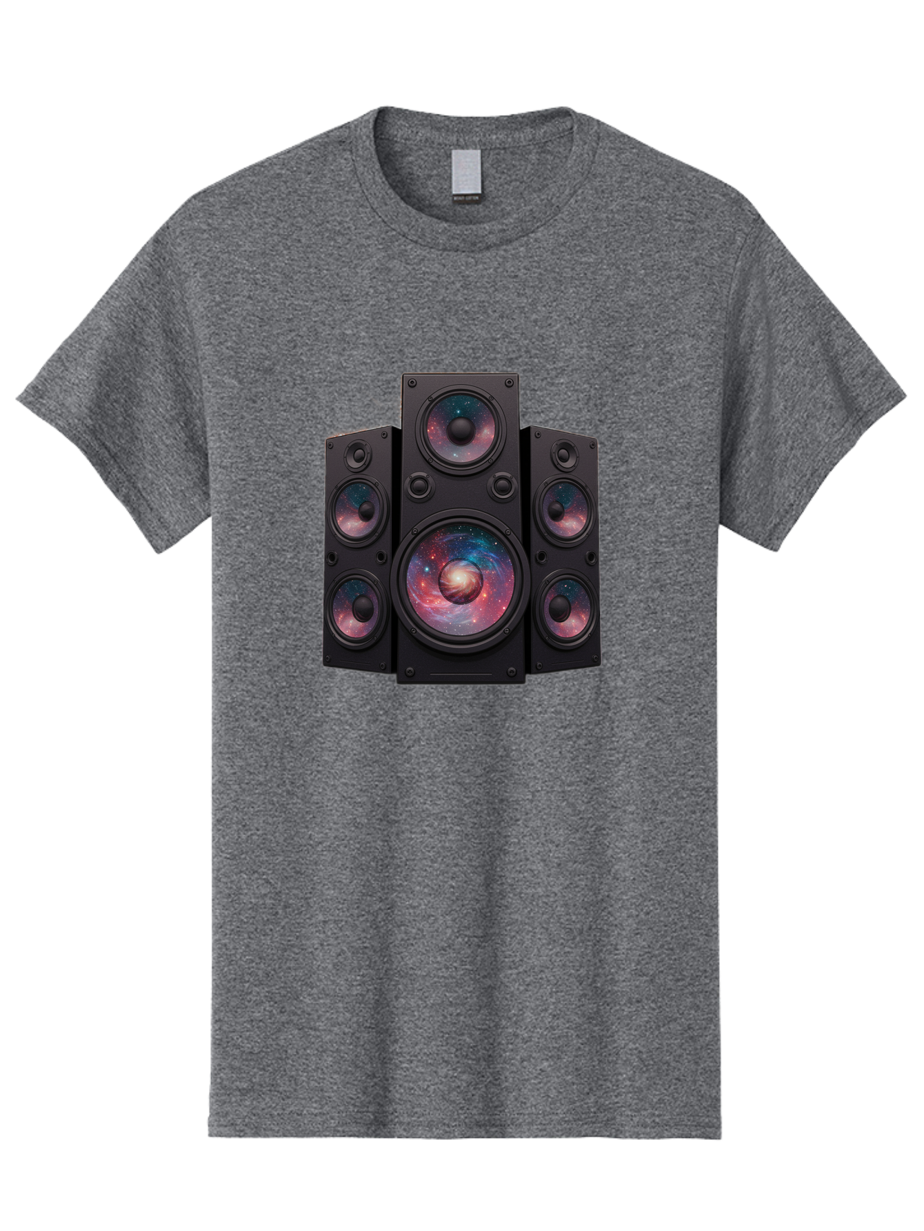 Galaxy-Speakers Men'S Graphic Tee, 100% Cotton, Comfortable Casual Summer Wear, Machine Washable, Home Theater System, Surround Sound Speakers, Galaxy Design, Space-Themed Decor, Audio Equipment, Immersive Sound Experience, Bad114