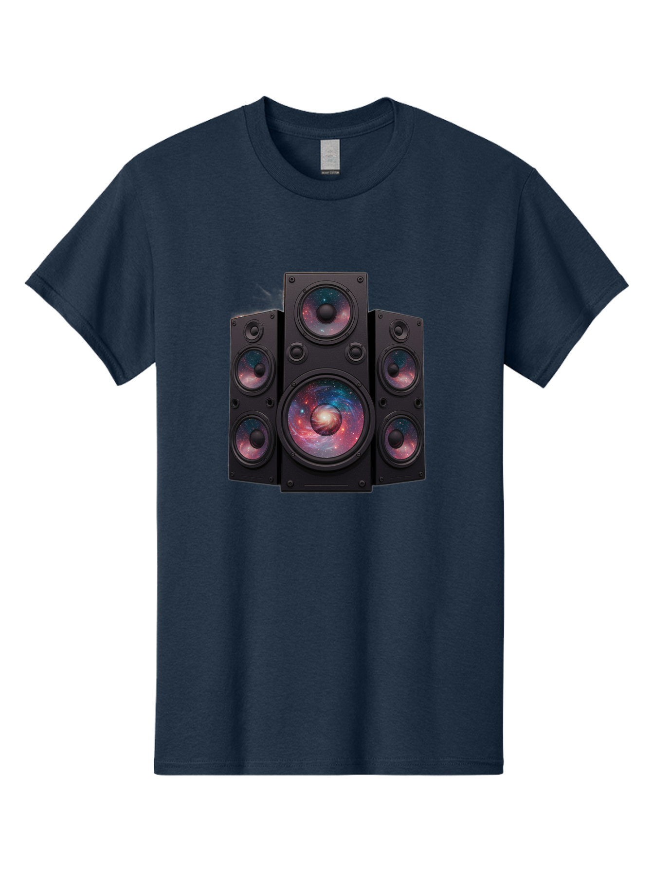 Galaxy-Speakers Men'S Graphic Tee, 100% Cotton, Comfortable Casual Summer Wear, Machine Washable, Home Theater System, Surround Sound Speakers, Galaxy Design, Space-Themed Decor, Audio Equipment, Immersive Sound Experience, Bad114