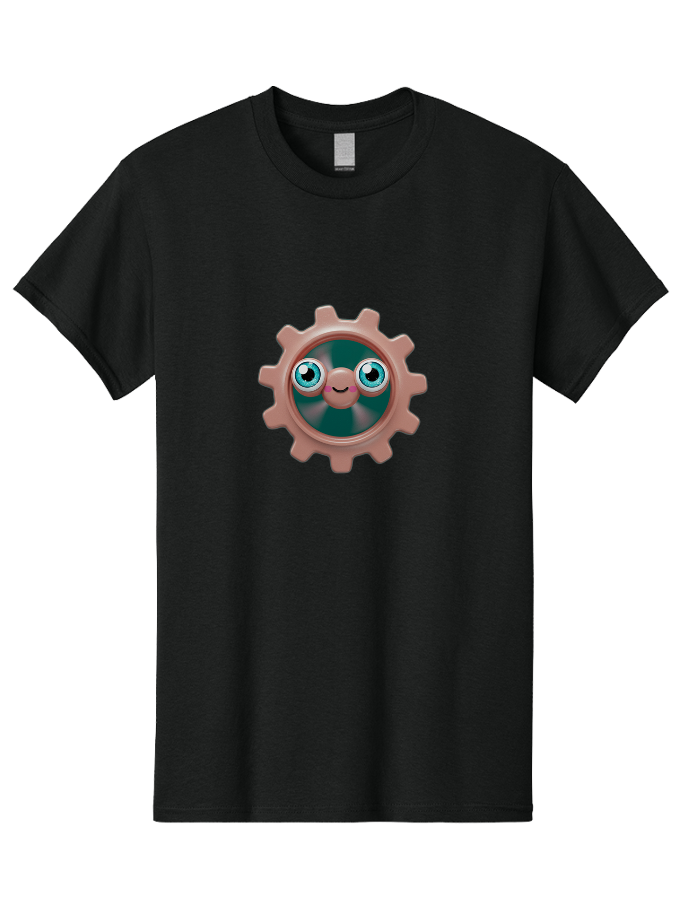 Gear-2 Men'S Graphic Tee, 100% Cotton, Comfortable Casual Summer Wear, Machine Washable, Cartoon Gear, Pink Cog, Blue Eyes, Smiling Face, Machinery Character, Cute Robot, Animated Machinery, Robotic Parts, Mechanical Icon Bad121