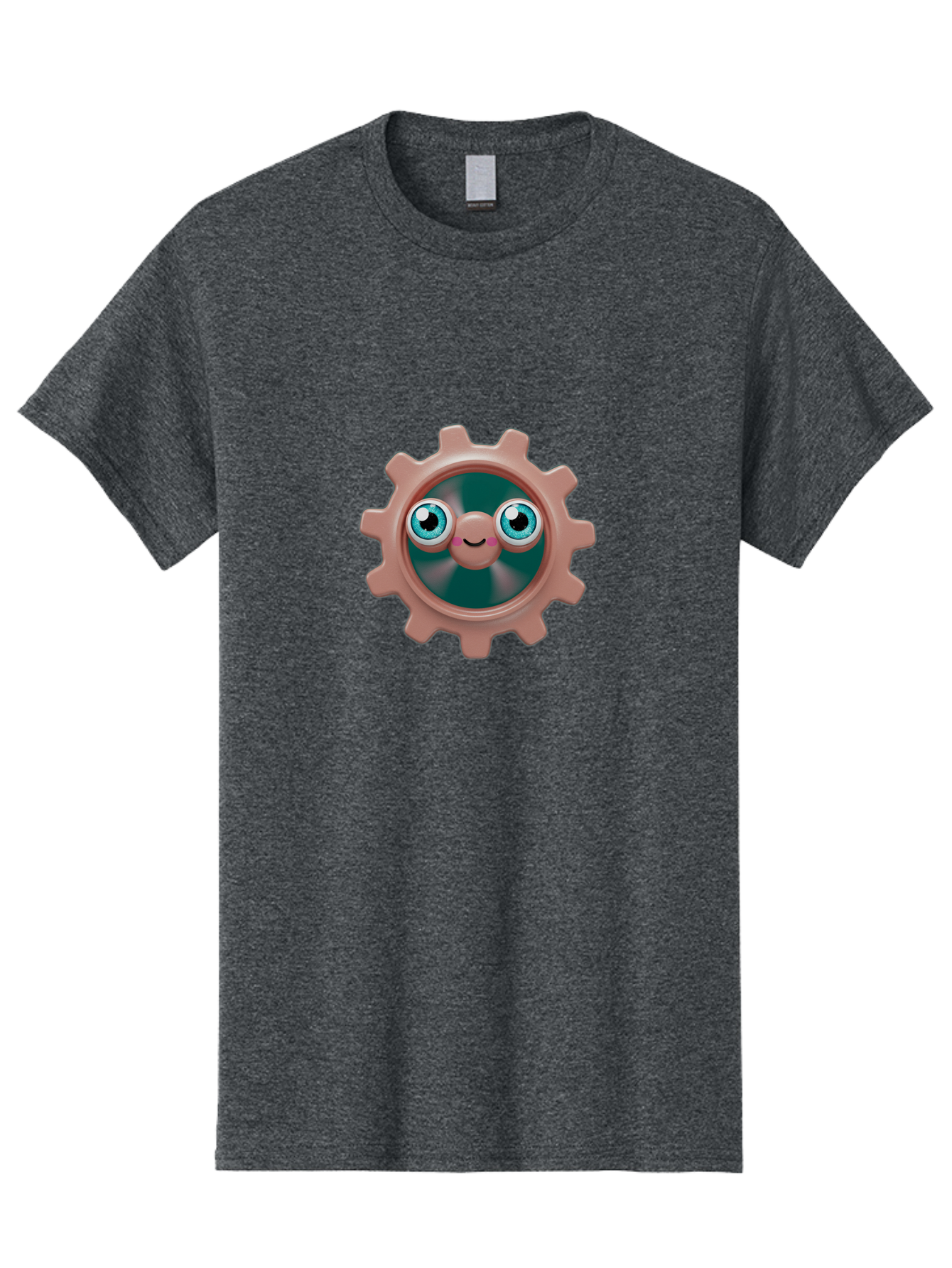 Gear-2 Men'S Graphic Tee, 100% Cotton, Comfortable Casual Summer Wear, Machine Washable, Cartoon Gear, Pink Cog, Blue Eyes, Smiling Face, Machinery Character, Cute Robot, Animated Machinery, Robotic Parts, Mechanical Icon Bad121
