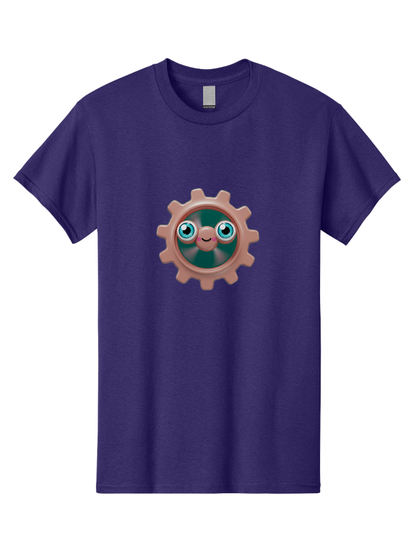 Gear-2 Men'S Graphic Tee, 100% Cotton, Comfortable Casual Summer Wear, Machine Washable, Cartoon Gear, Pink Cog, Blue Eyes, Smiling Face, Machinery Character, Cute Robot, Animated Machinery, Robotic Parts, Mechanical Icon Bad121