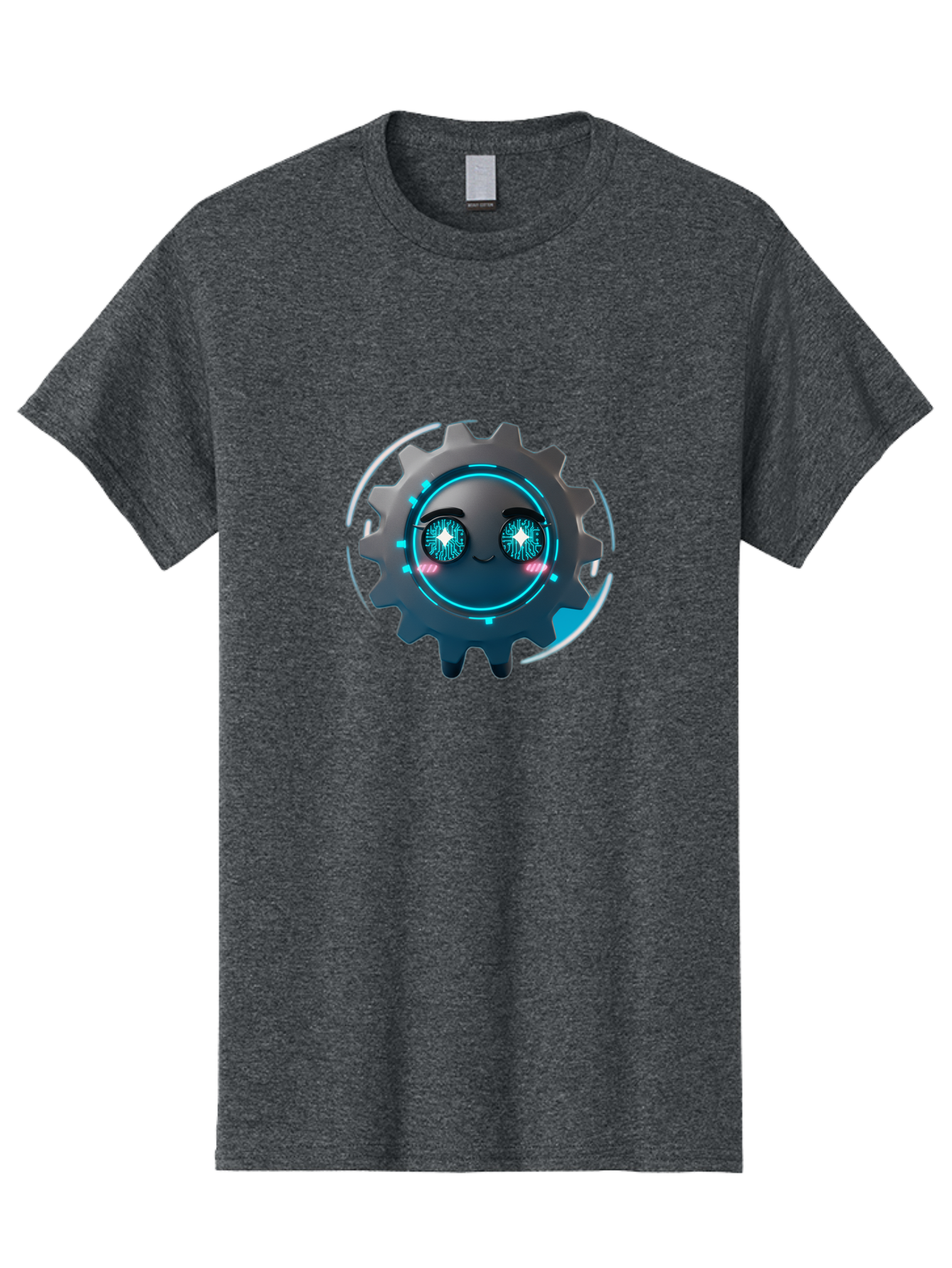 Gear-Character Men'S Graphic Tee, 100% Cotton, Comfortable Casual Summer Wear, Machine Washable, Futuristic Gear, Robotic Character, Mechanical Eyes, Neon Lights, Cybernetic Design, Futuristic Technology, Innovation, Artificial Intelligence, Bad122