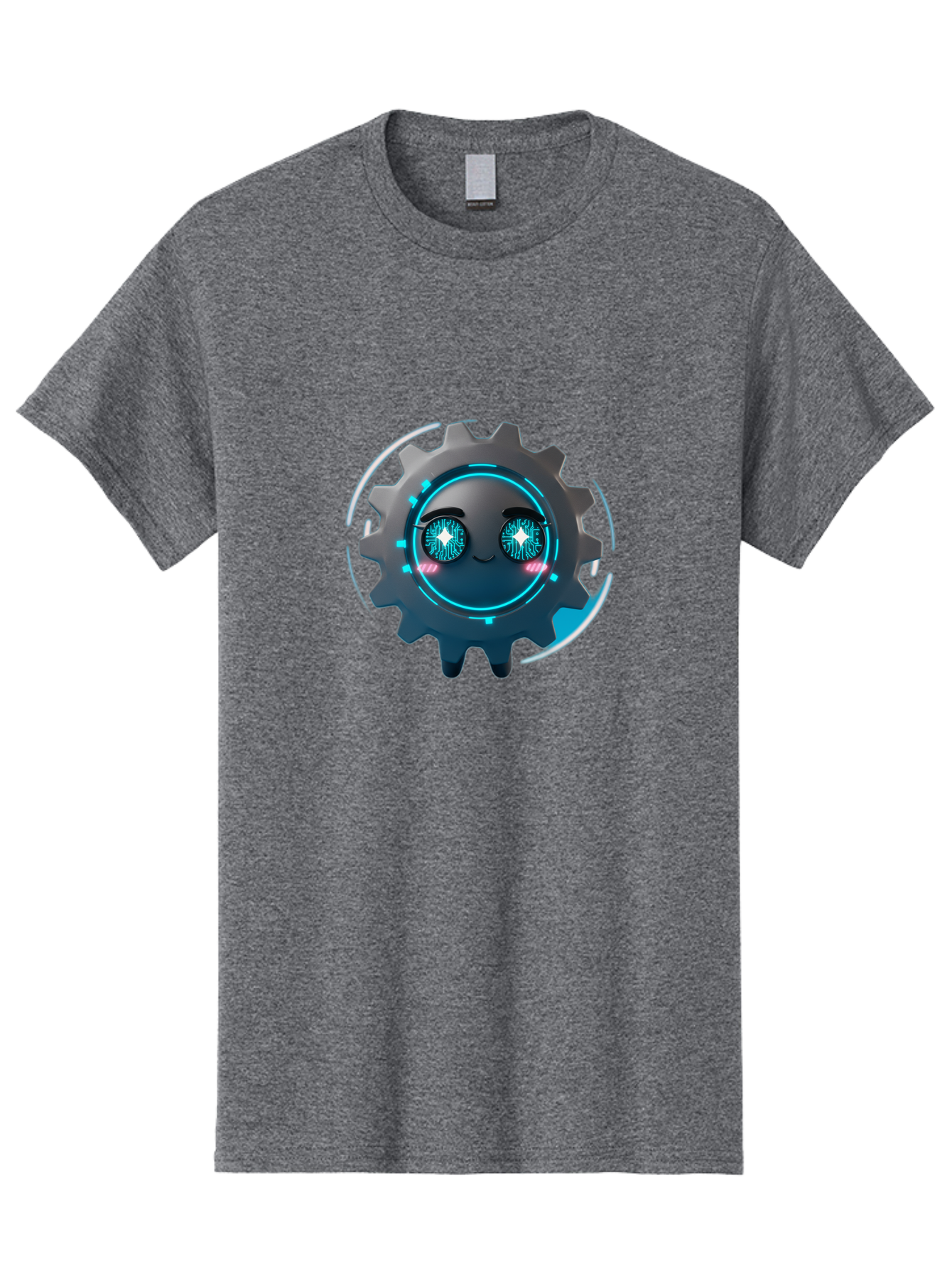 Gear-Character Men'S Graphic Tee, 100% Cotton, Comfortable Casual Summer Wear, Machine Washable, Futuristic Gear, Robotic Character, Mechanical Eyes, Neon Lights, Cybernetic Design, Futuristic Technology, Innovation, Artificial Intelligence, Bad122