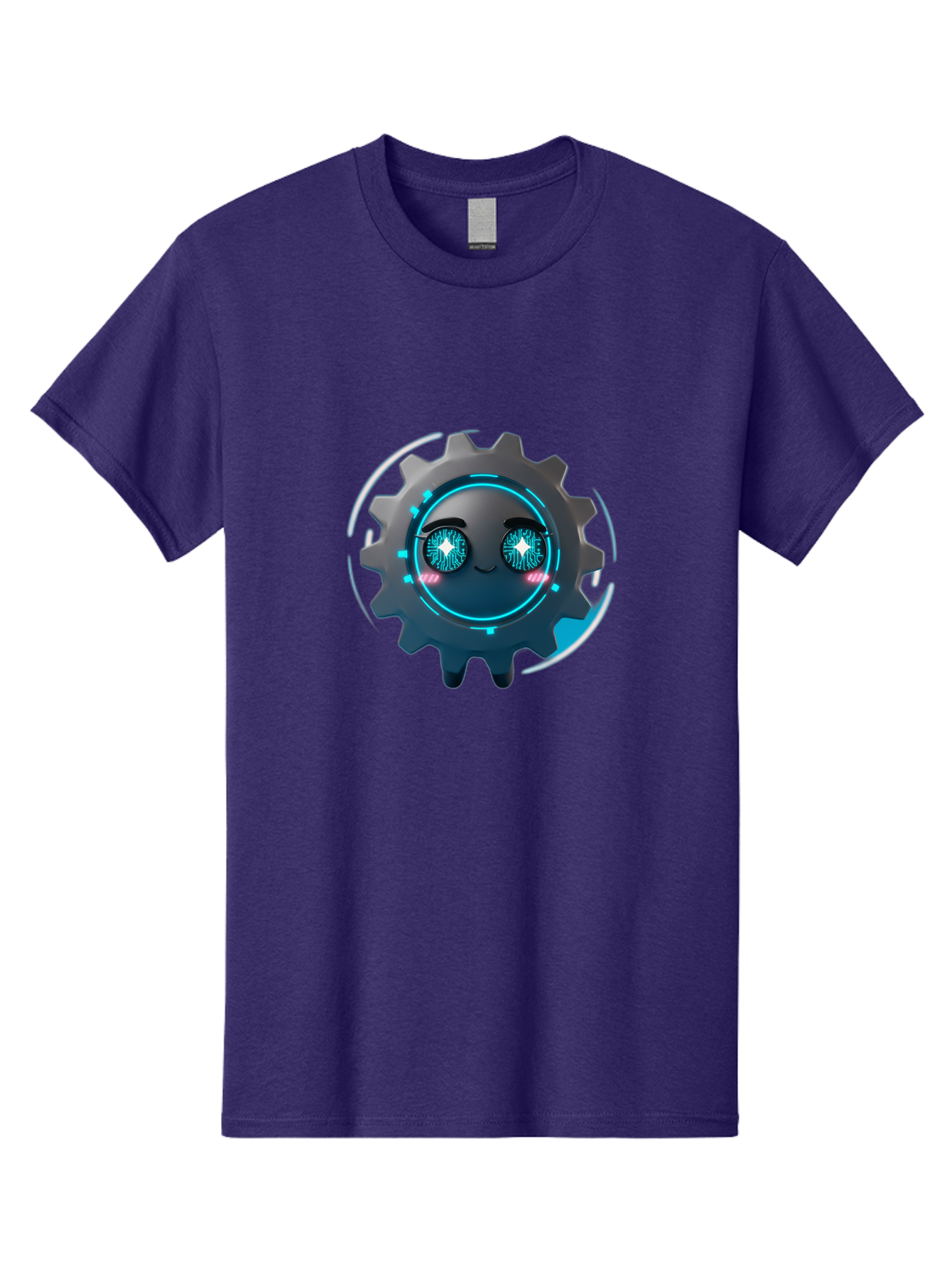 Gear-Character Men'S Graphic Tee, 100% Cotton, Comfortable Casual Summer Wear, Machine Washable, Futuristic Gear, Robotic Character, Mechanical Eyes, Neon Lights, Cybernetic Design, Futuristic Technology, Innovation, Artificial Intelligence, Bad122