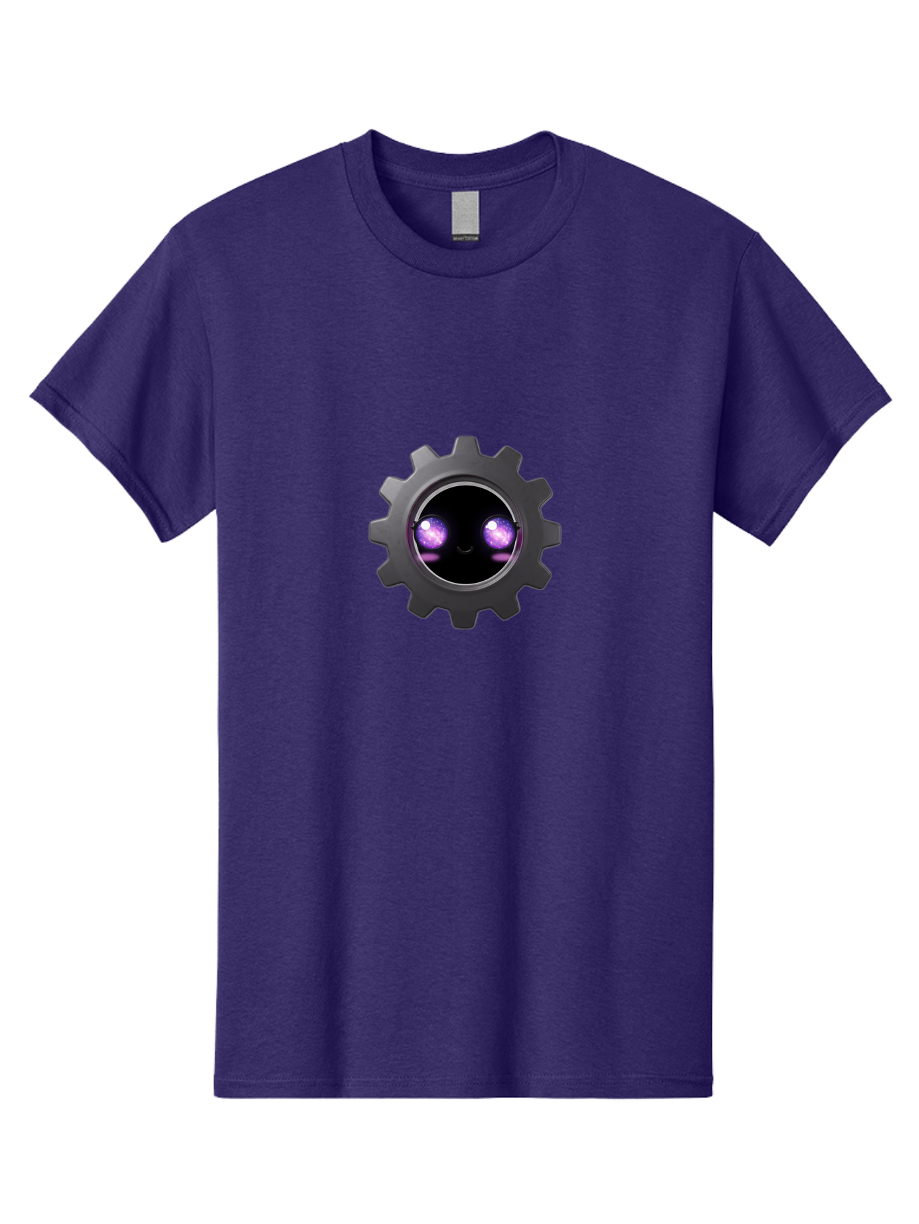Gear-Robot-Face Men'S Graphic Tee, 100% Cotton, Comfortable Casual Summer Wear, Machine Washable, Industrial Gear, Mechanical Face, Glowing Purple Eyes, Robotics, Futuristic Machinery, Tech Innovation, Mechanical Engineering, Cybernetic Design Bad125