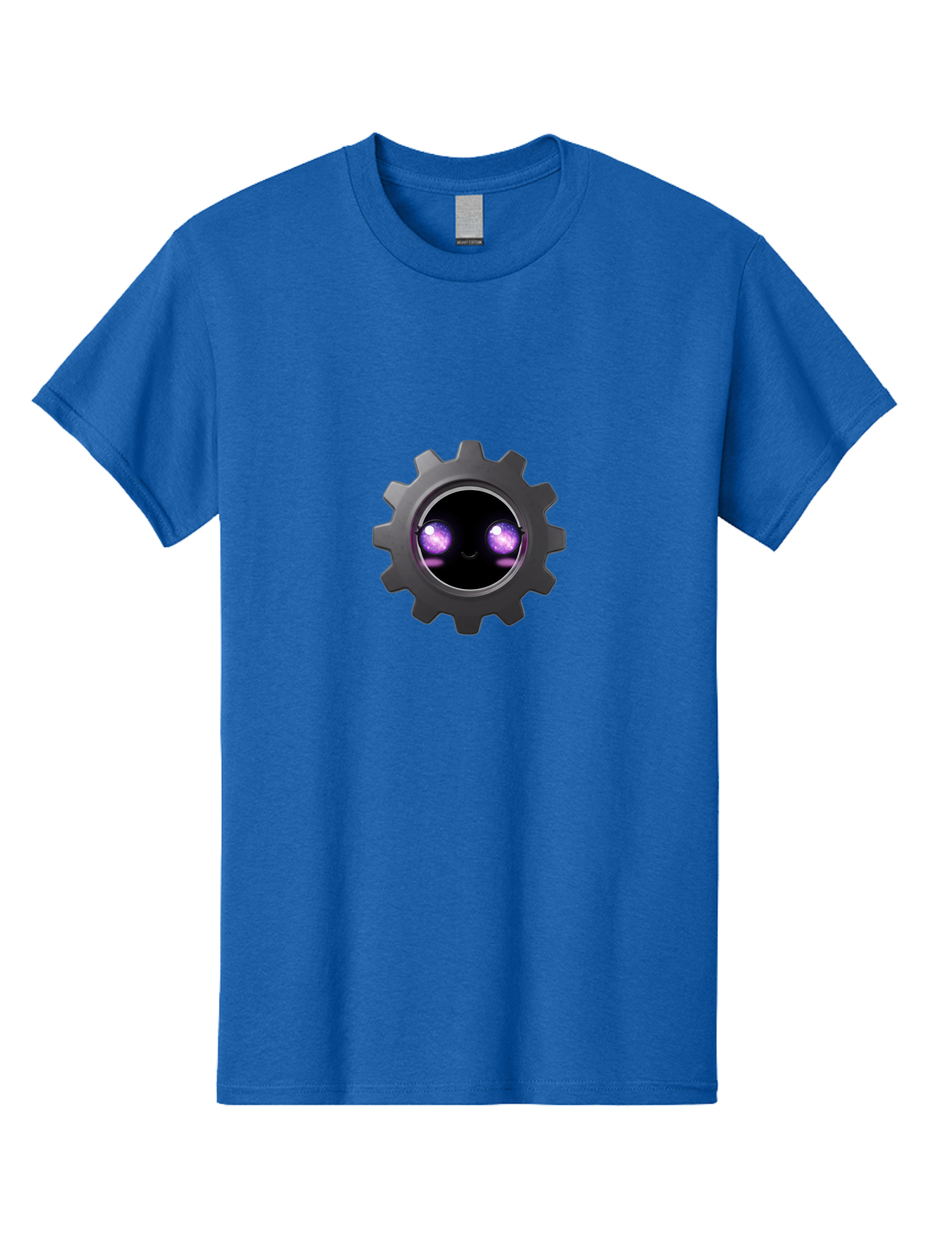 Gear-Robot-Face Men'S Graphic Tee, 100% Cotton, Comfortable Casual Summer Wear, Machine Washable, Industrial Gear, Mechanical Face, Glowing Purple Eyes, Robotics, Futuristic Machinery, Tech Innovation, Mechanical Engineering, Cybernetic Design Bad125
