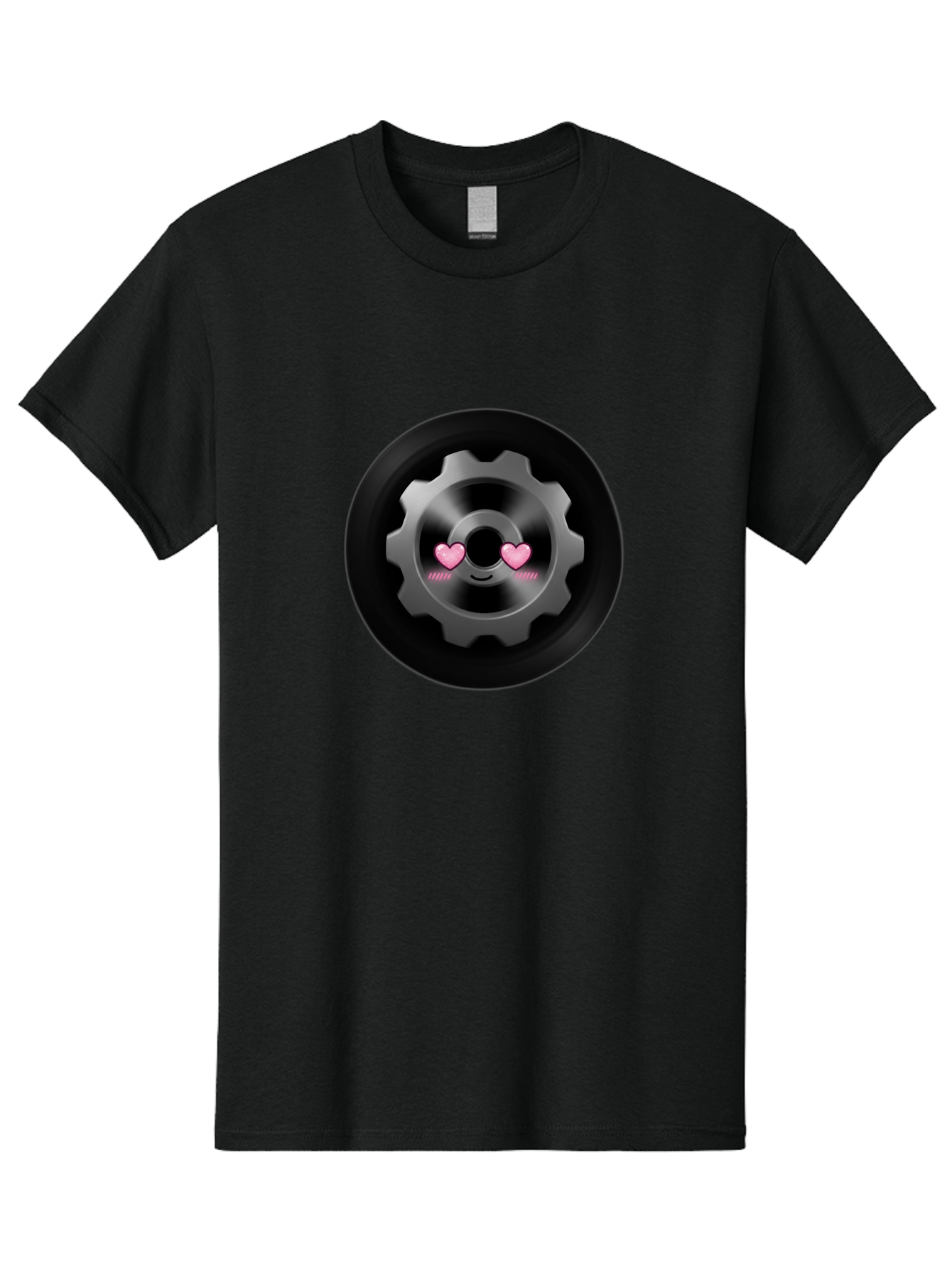 Gear Men'S Graphic Tee, 100% Cotton, Comfortable Casual Summer Wear, Machine Washable, Metal Gear, Heart Eyes, Love Symbol, Romantic Machinery, Cute Robotics, Heart-Shaped Eyes, Mechanical Love, Tech Emoticon Bad126