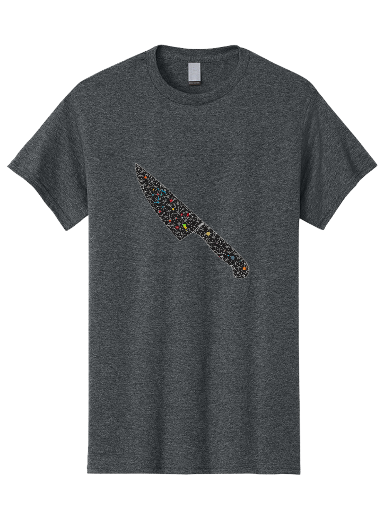 Geometric-Knife Men'S Graphic Tee, 100% Cotton, Comfortable Casual Summer Wear, Machine Washable, Low Poly Knife, Geometric Pattern, 3D Design, Colorful Accents, Modern Style, Abstract Art, Futuristic Look, Sharp Edge, Digital Illustration Bad129