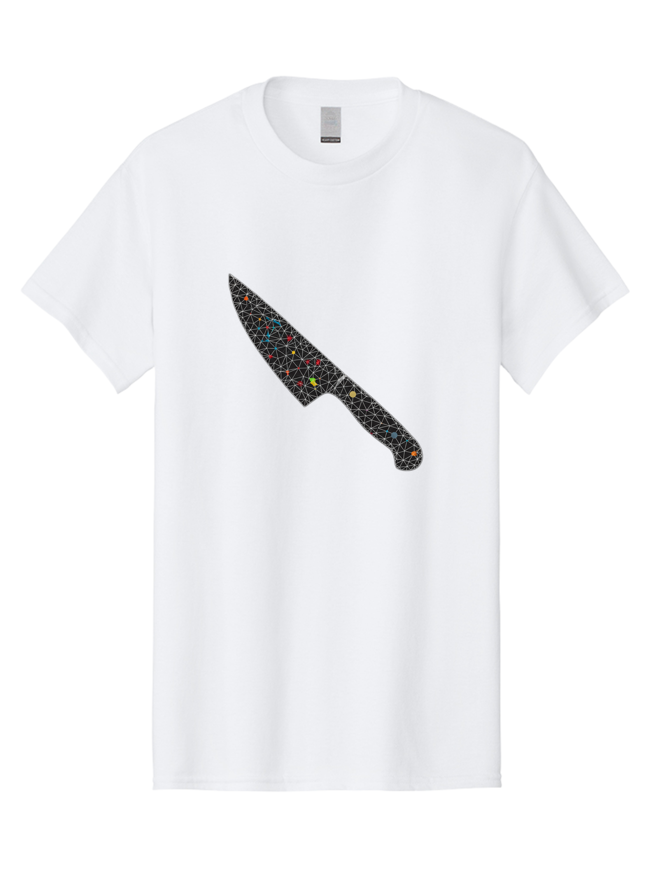 Geometric-Knife Men'S Graphic Tee, 100% Cotton, Comfortable Casual Summer Wear, Machine Washable, Low Poly Knife, Geometric Pattern, 3D Design, Colorful Accents, Modern Style, Abstract Art, Futuristic Look, Sharp Edge, Digital Illustration Bad129