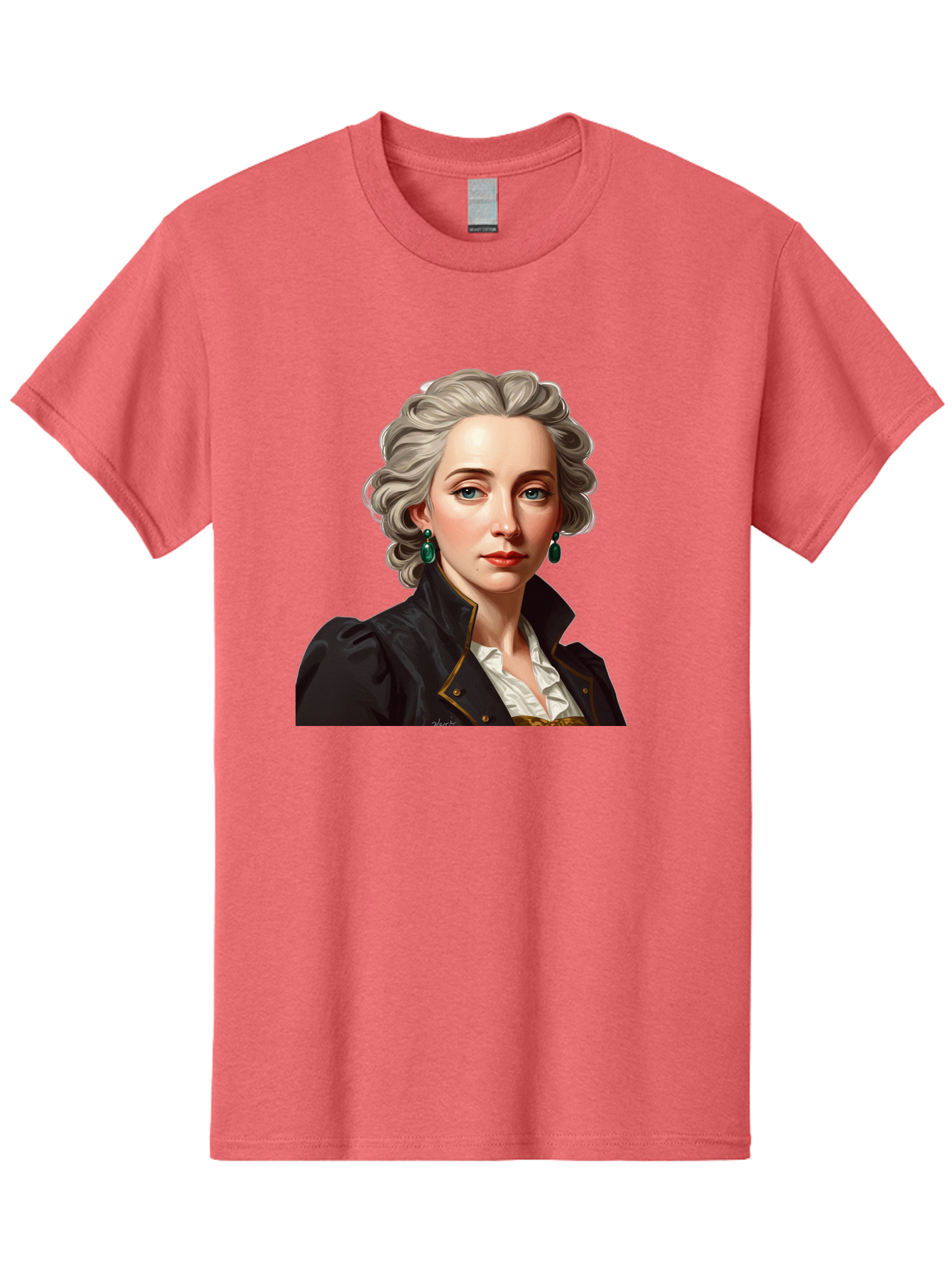 George-Sand Men'S Graphic Tee, 100% Cotton, Comfortable Casual Summer Wear, Machine Washable, Georgiana Cavendish, Duchess Of Devonshire, Historical Figure, Aristocratic Attire, 18Th-Century Fashion, Elegant Earrings, Curly Gray Hair, Bad134