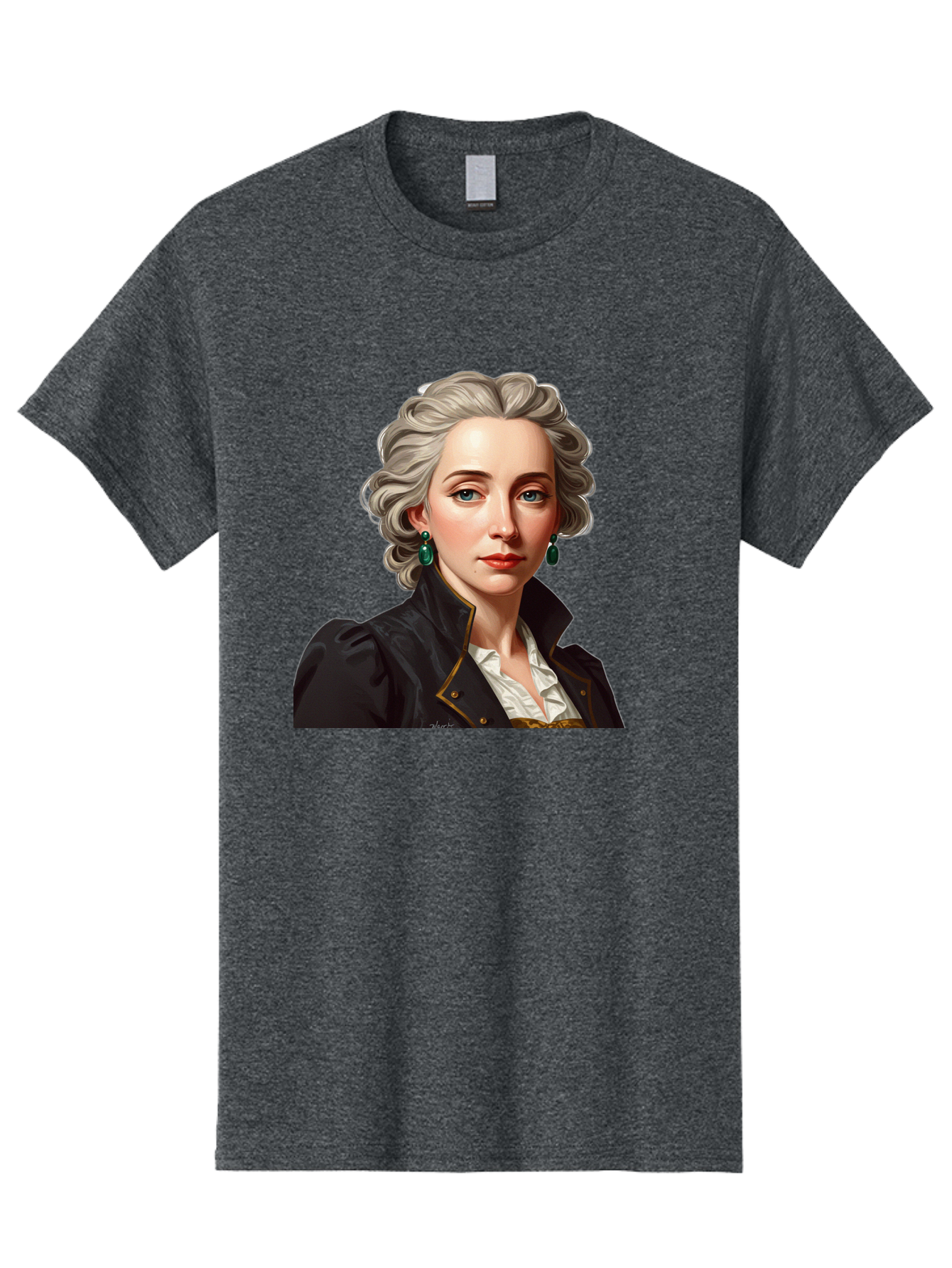 George-Sand Men'S Graphic Tee, 100% Cotton, Comfortable Casual Summer Wear, Machine Washable, Georgiana Cavendish, Duchess Of Devonshire, Historical Figure, Aristocratic Attire, 18Th-Century Fashion, Elegant Earrings, Curly Gray Hair, Bad134