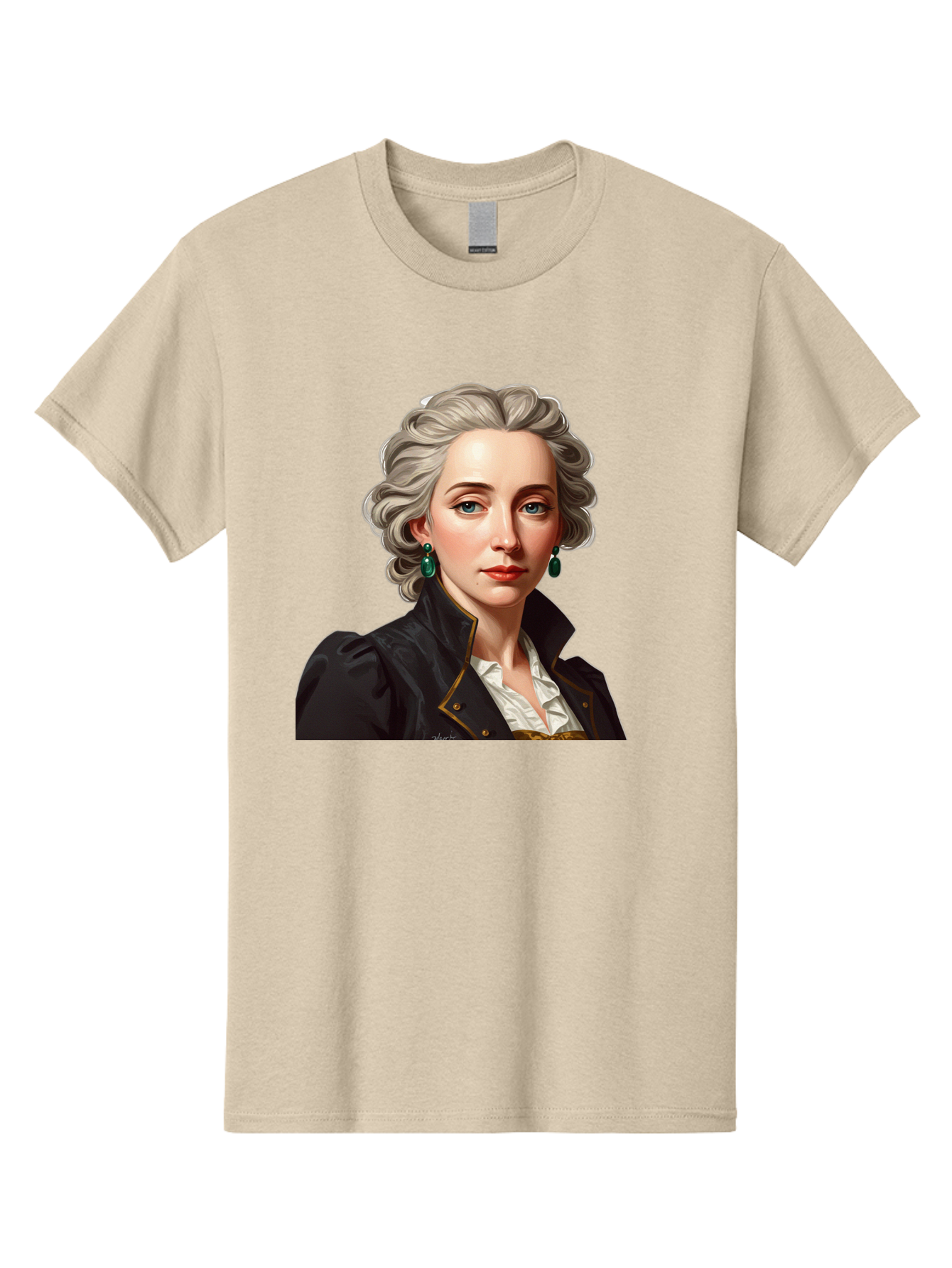 George-Sand Men'S Graphic Tee, 100% Cotton, Comfortable Casual Summer Wear, Machine Washable, Georgiana Cavendish, Duchess Of Devonshire, Historical Figure, Aristocratic Attire, 18Th-Century Fashion, Elegant Earrings, Curly Gray Hair, Bad134