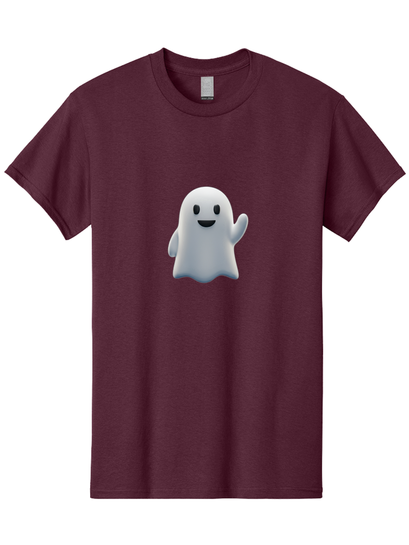 Ghost-Character Men'S Graphic Tee, 100% Cotton, Comfortable Casual Summer Wear, Machine Washable, White Ghost Character, Friendly Ghost, Cute Cartoon Ghost, Happy Face, Waving Hand, 3D Digital Illustration, Spooky Character Design, Bad135