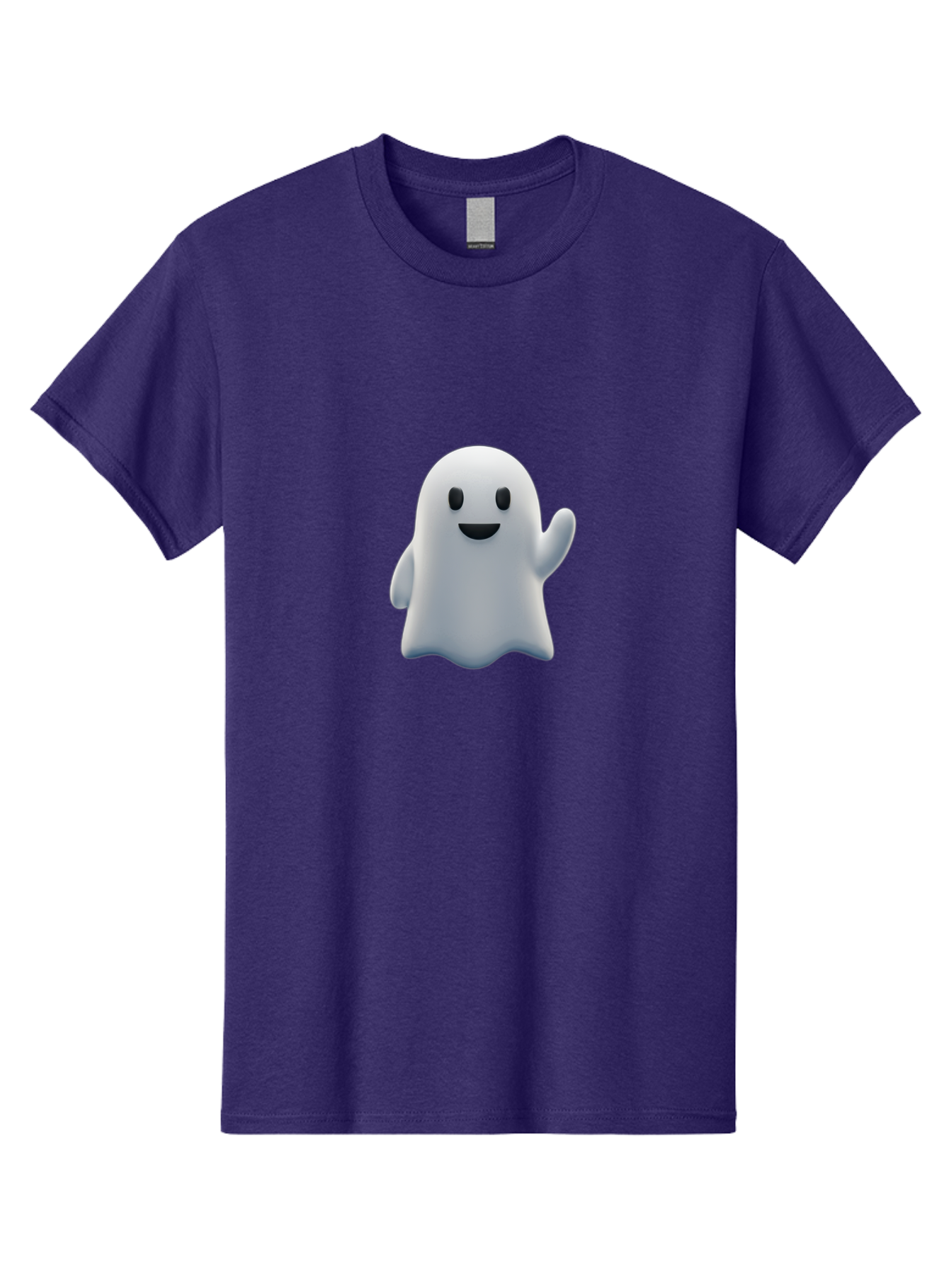 Ghost-Character Men'S Graphic Tee, 100% Cotton, Comfortable Casual Summer Wear, Machine Washable, White Ghost Character, Friendly Ghost, Cute Cartoon Ghost, Happy Face, Waving Hand, 3D Digital Illustration, Spooky Character Design, Bad135