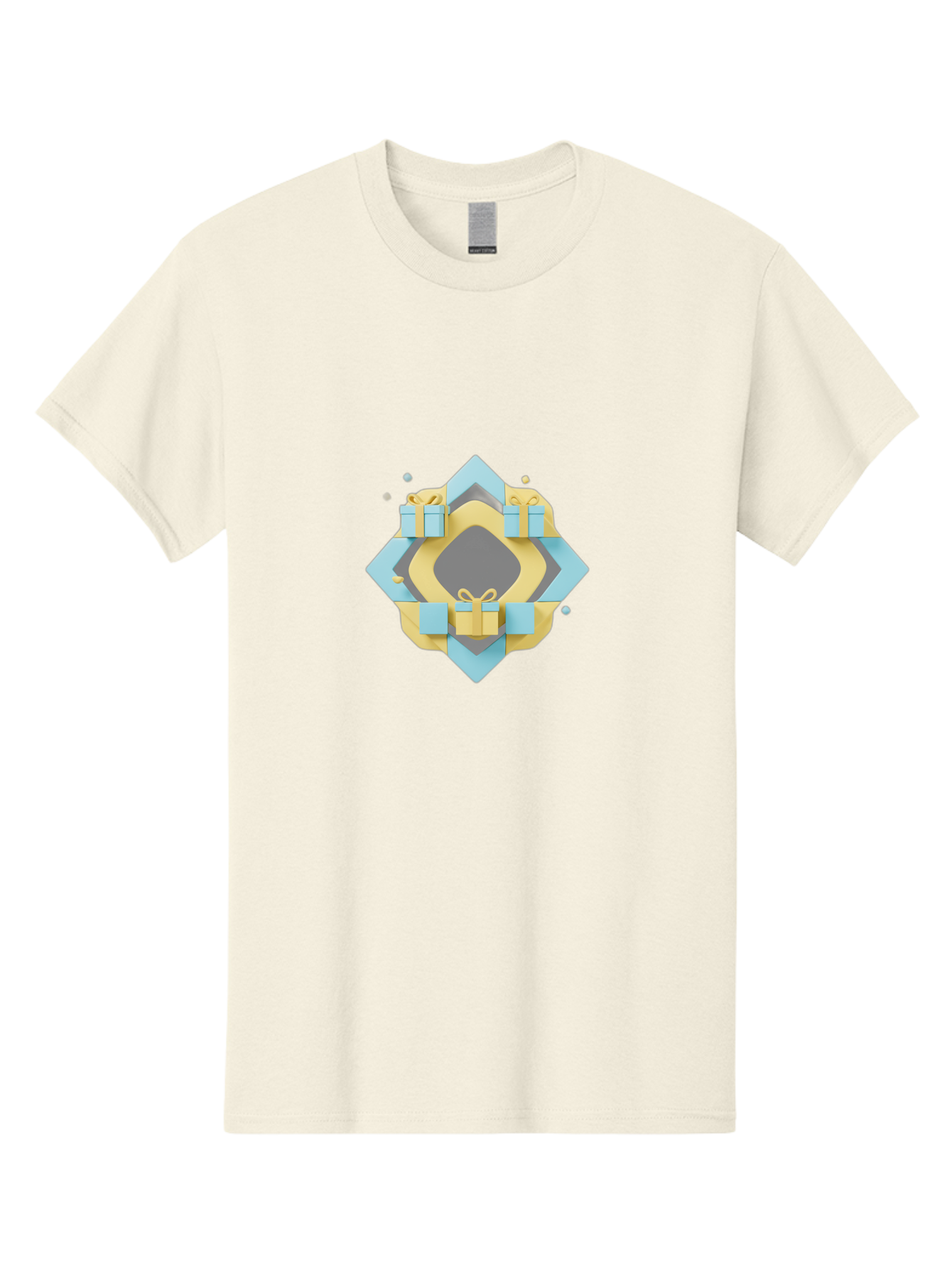 Gift-Boxes Men'S Graphic Tee, 100% Cotton, Comfortable Casual Summer Wear, Machine Washable, Gift Boxes, Wrapped Presents, Blue And Yellow Packaging, Decorative Bows, Festive Design, Celebration Gift, Luxury Presents Bad146