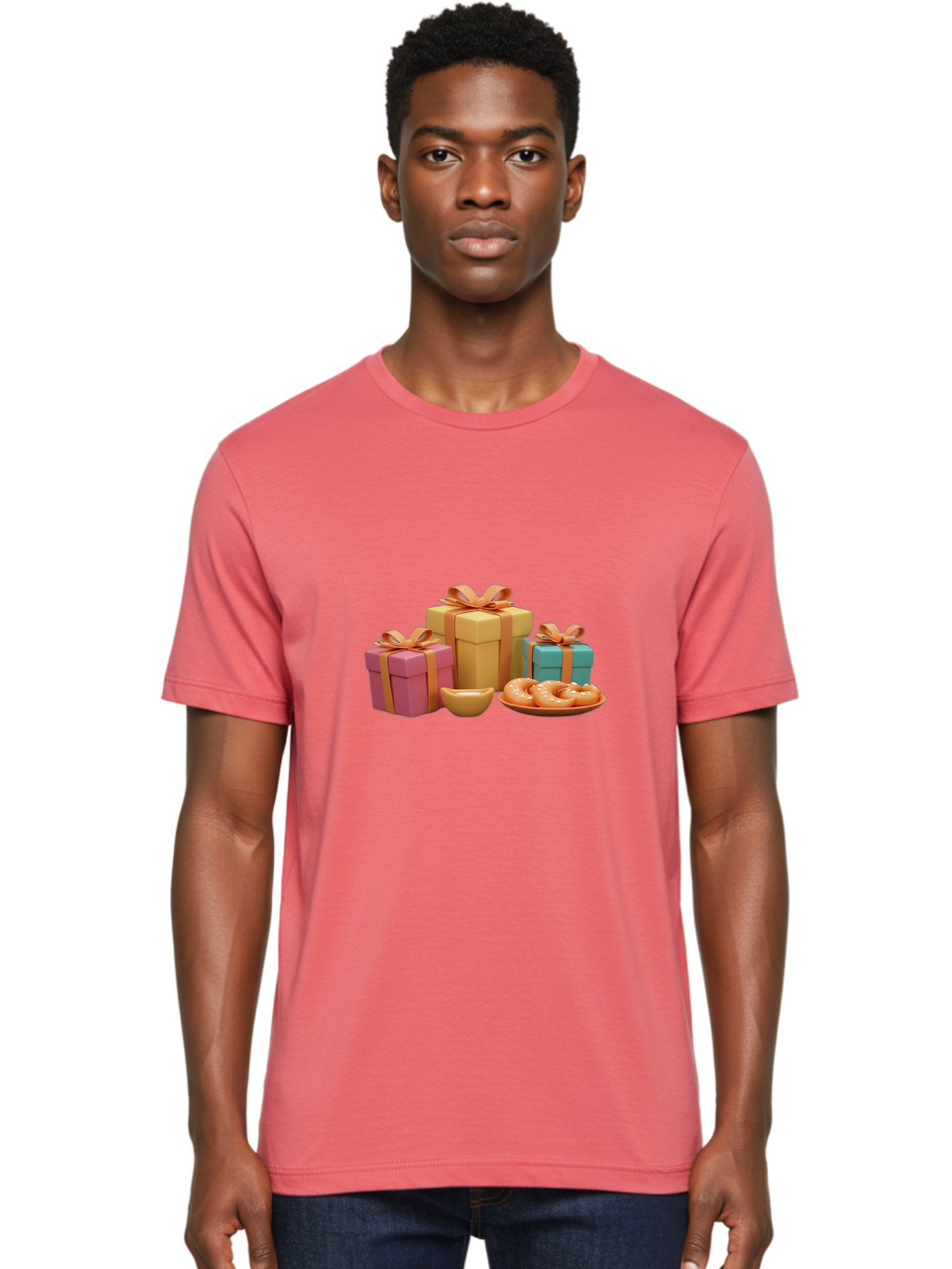 Gifts-And-Donuts Men'S Graphic Tee, 100% Cotton, Comfortable Casual Summer Wear, Machine Washable, Colorful Gift Boxes, Donut Treats, Sweet Delights, Tasty Desserts, Celebratory Gifts, Gift Wrapping, Donut Plate, Glazed Donuts, Sweet Tooth, Bad147