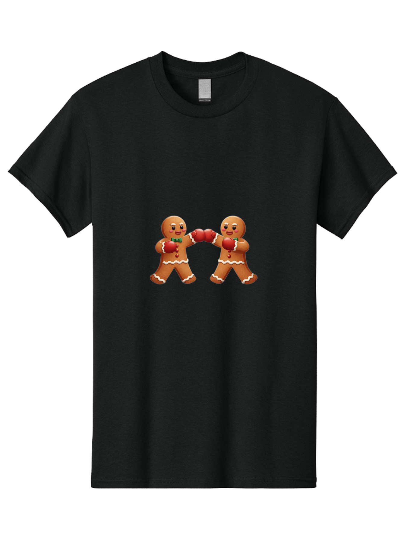 Gingerbread-Men-Boxing Men'S Graphic Tee, 100% Cotton, Comfortable Casual Summer Wear, Machine Washable, Gingerbread Man, Festive Characters, Holiday Treats, Boxing Gloves, Fighting Pose, Christmas Sweets, Baked Goods, Sweet Illustrations, Bad150