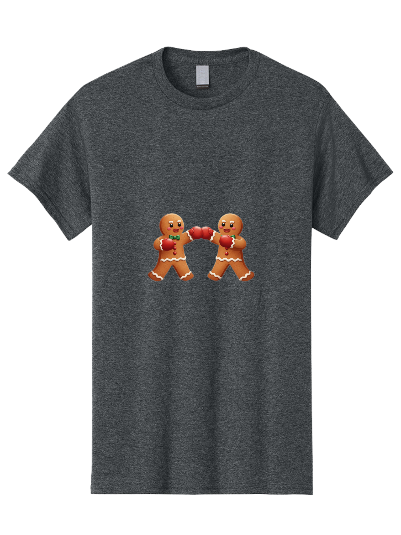 Gingerbread-Men-Boxing Men'S Graphic Tee, 100% Cotton, Comfortable Casual Summer Wear, Machine Washable, Gingerbread Man, Festive Characters, Holiday Treats, Boxing Gloves, Fighting Pose, Christmas Sweets, Baked Goods, Sweet Illustrations, Bad150