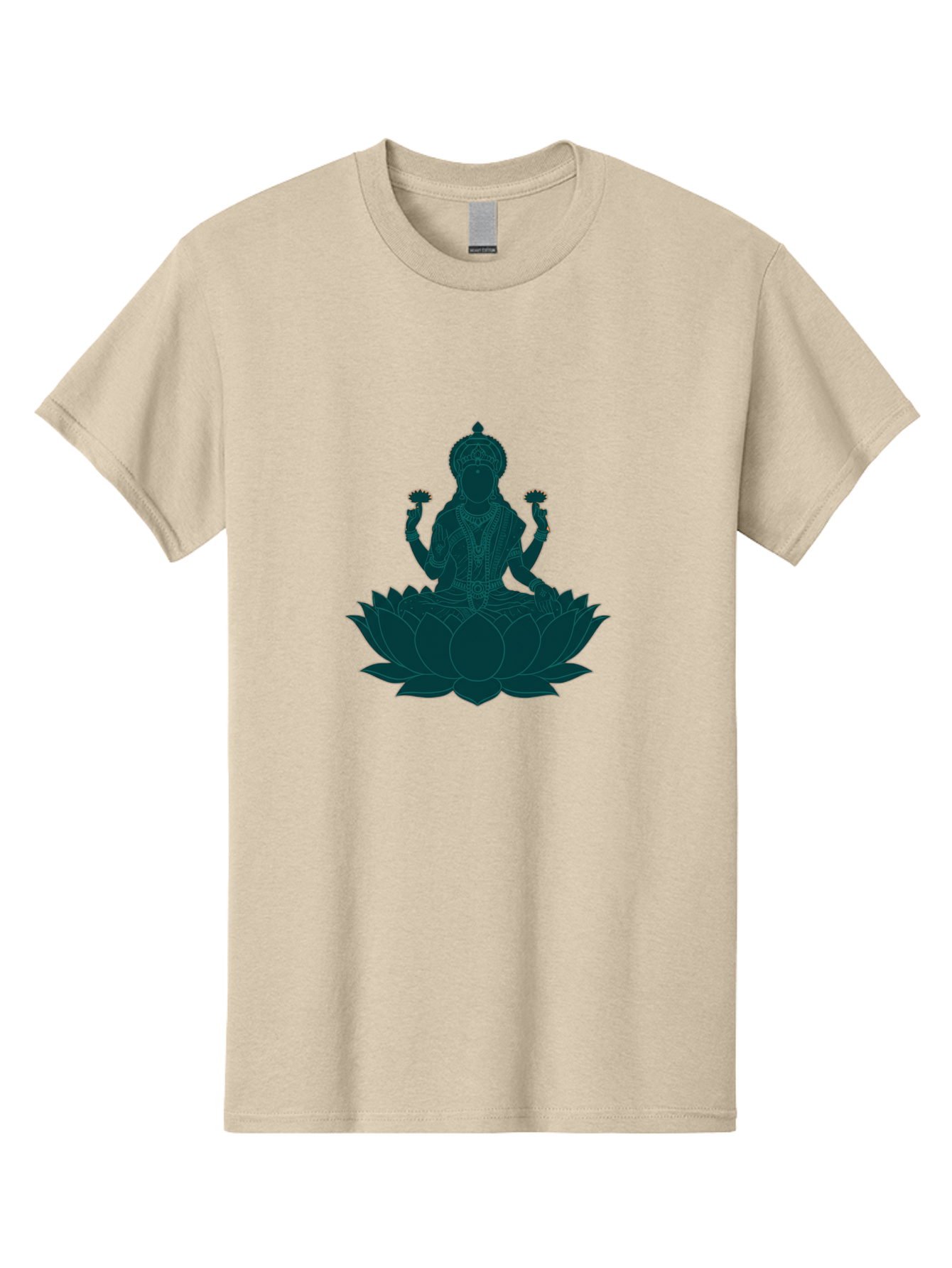 Goddess-Lakshmi Men'S Graphic Tee, 100% Cotton, Comfortable Casual Summer Wear, Machine Washable, Goddess Lakshmi, Lotus Flower, Spiritual Symbolism, Hindu Mythology, Sacred Geometry, Peaceful Pose, Sacred Lotus, Divine Energy, Prosperity, Bad154