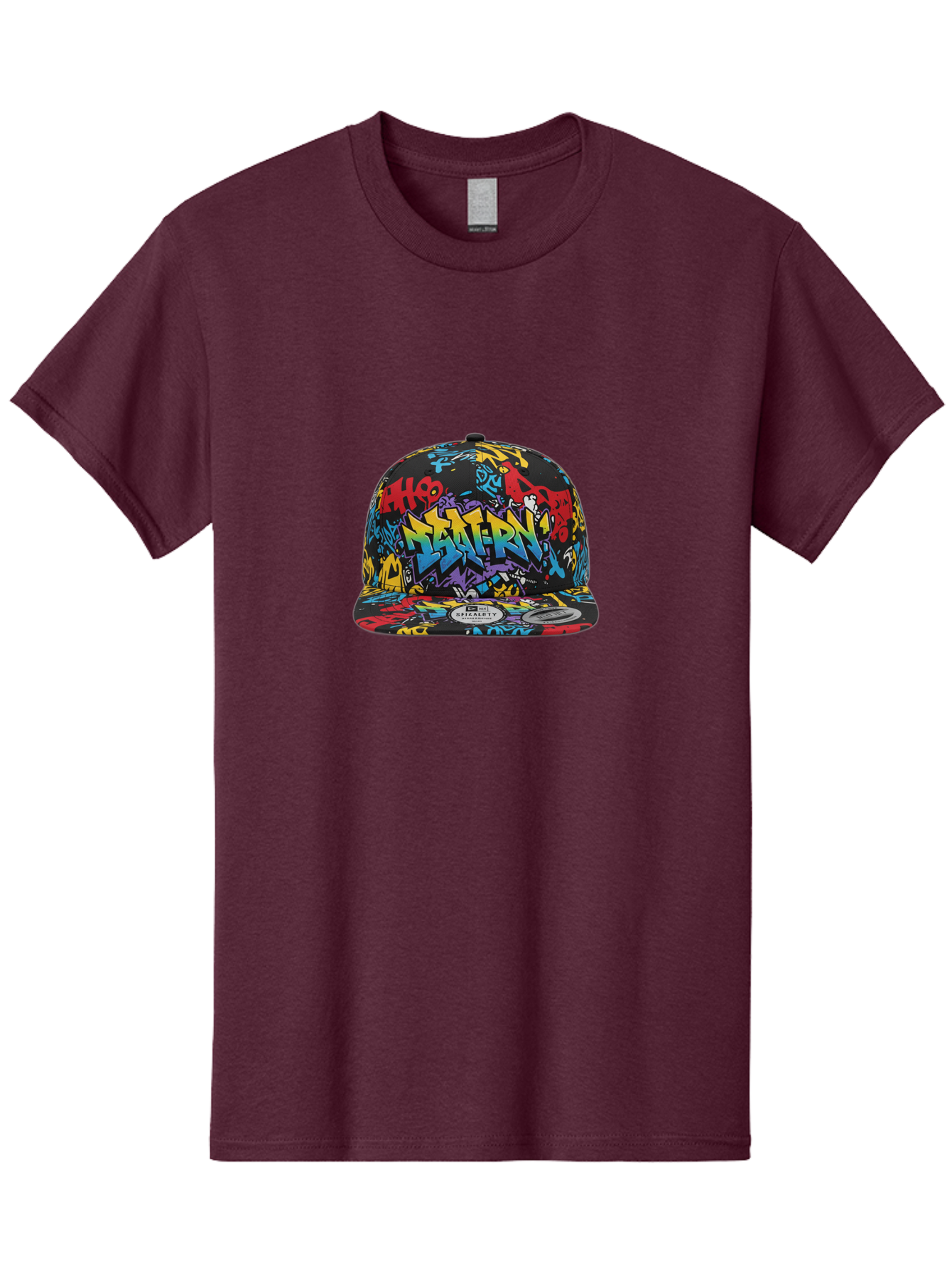 Graffiti-Baseball-Cap Men'S Graphic Tee, 100% Cotton, Comfortable Casual Summer Wear, Machine Washable, Graffiti Art, Colorful Hat, Streetwear Fashion, Baseball Cap, Urban Style, Vibrant Colors, New Era Label, Bold Graphics, Bad164