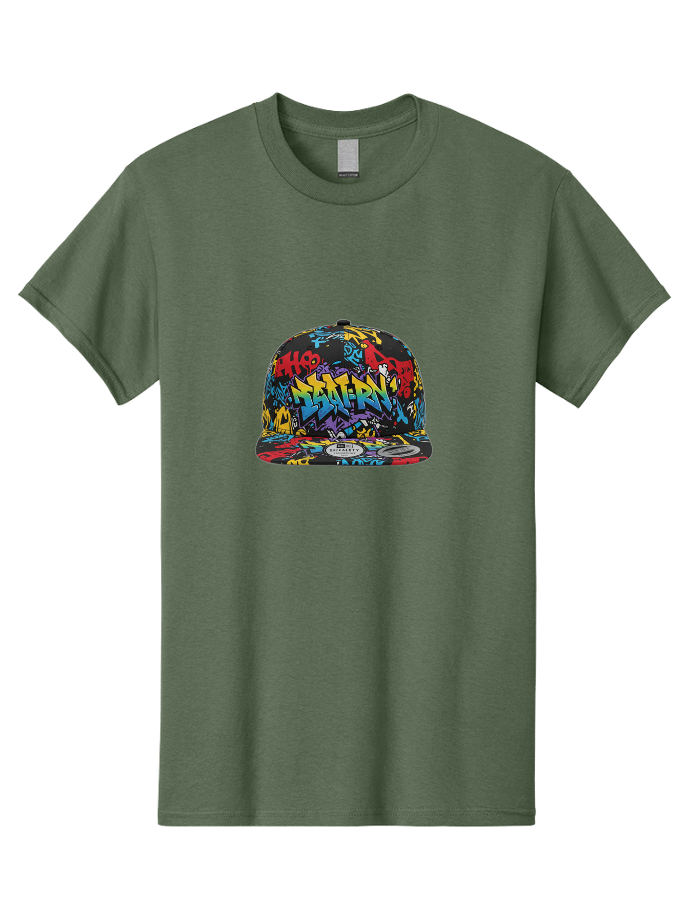 Graffiti-Baseball-Cap Men'S Graphic Tee, 100% Cotton, Comfortable Casual Summer Wear, Machine Washable, Graffiti Art, Colorful Hat, Streetwear Fashion, Baseball Cap, Urban Style, Vibrant Colors, New Era Label, Bold Graphics, Bad164