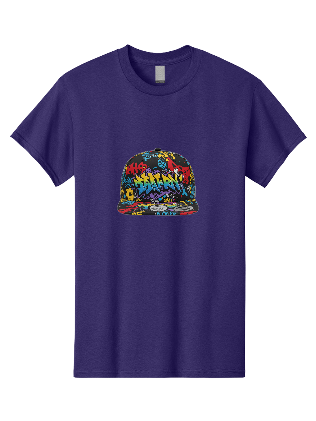 Graffiti-Baseball-Cap Men'S Graphic Tee, 100% Cotton, Comfortable Casual Summer Wear, Machine Washable, Graffiti Art, Colorful Hat, Streetwear Fashion, Baseball Cap, Urban Style, Vibrant Colors, New Era Label, Bold Graphics, Bad164