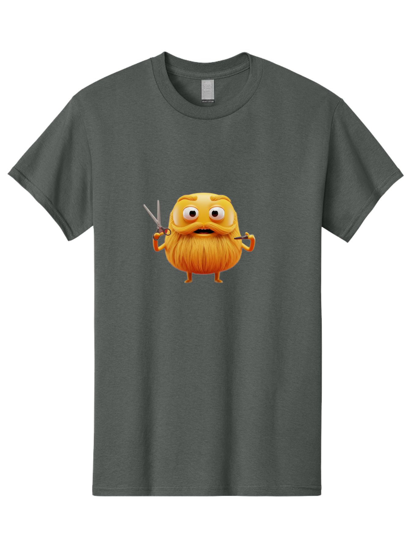 Grooming-Character Men'S Graphic Tee, 100% Cotton, Comfortable Casual Summer Wear, Machine Washable, Anthropomorphic Bread, Cartoon Character, Grooming, Scissors, Comb, Funny, Quirky, Humorous, Cartoon Style, Bread Character, Mustache, Beard Bad171