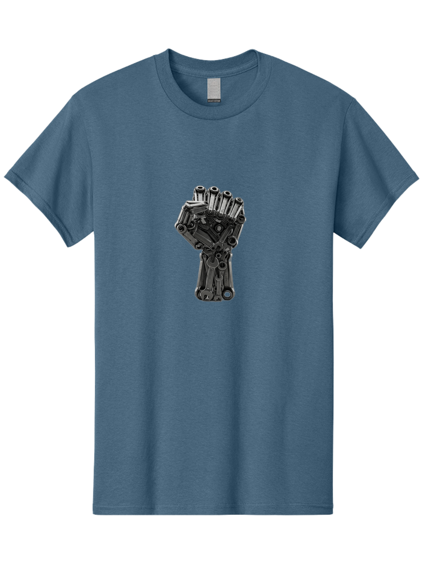 Gun-Hand Men'S Graphic Tee, 100% Cotton, Comfortable Casual Summer Wear, Machine Washable, Hand Made From Guns, Gun Violence, Protest Art, Mechanical Hand, Creative Sculpture, Social Commentary, Symbolic Representation, Powerful Statement, Bad173