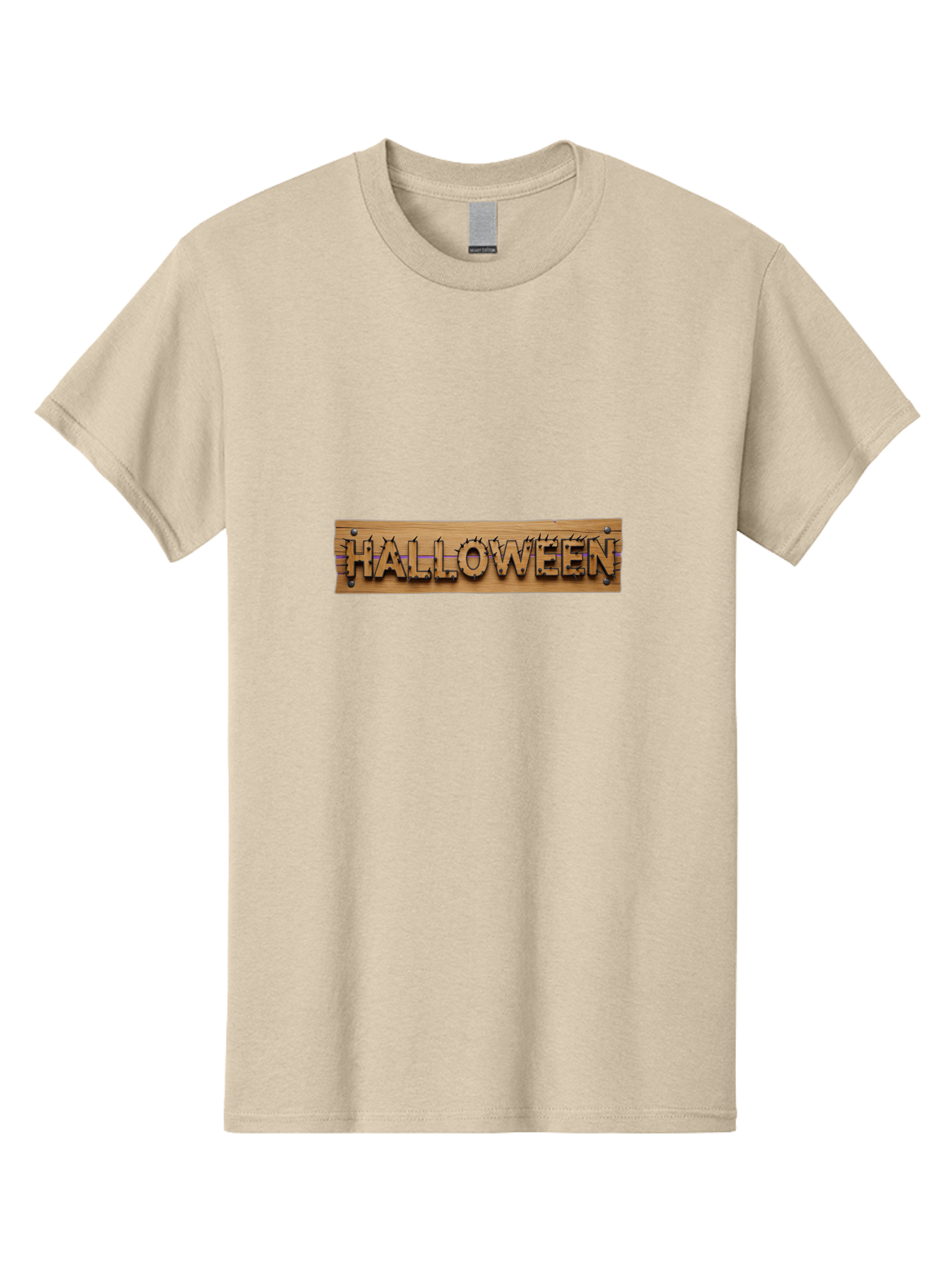 Halloween-Wooden-Sign Men'S Graphic Tee, 100% Cotton, Comfortable Casual Summer Wear, Machine Washable, Halloween Theme, Wooden Sign, Horror Elements, Spooky Atmosphere, Halloween Decorations, Autumn Festivities, Halloween Party Bad178