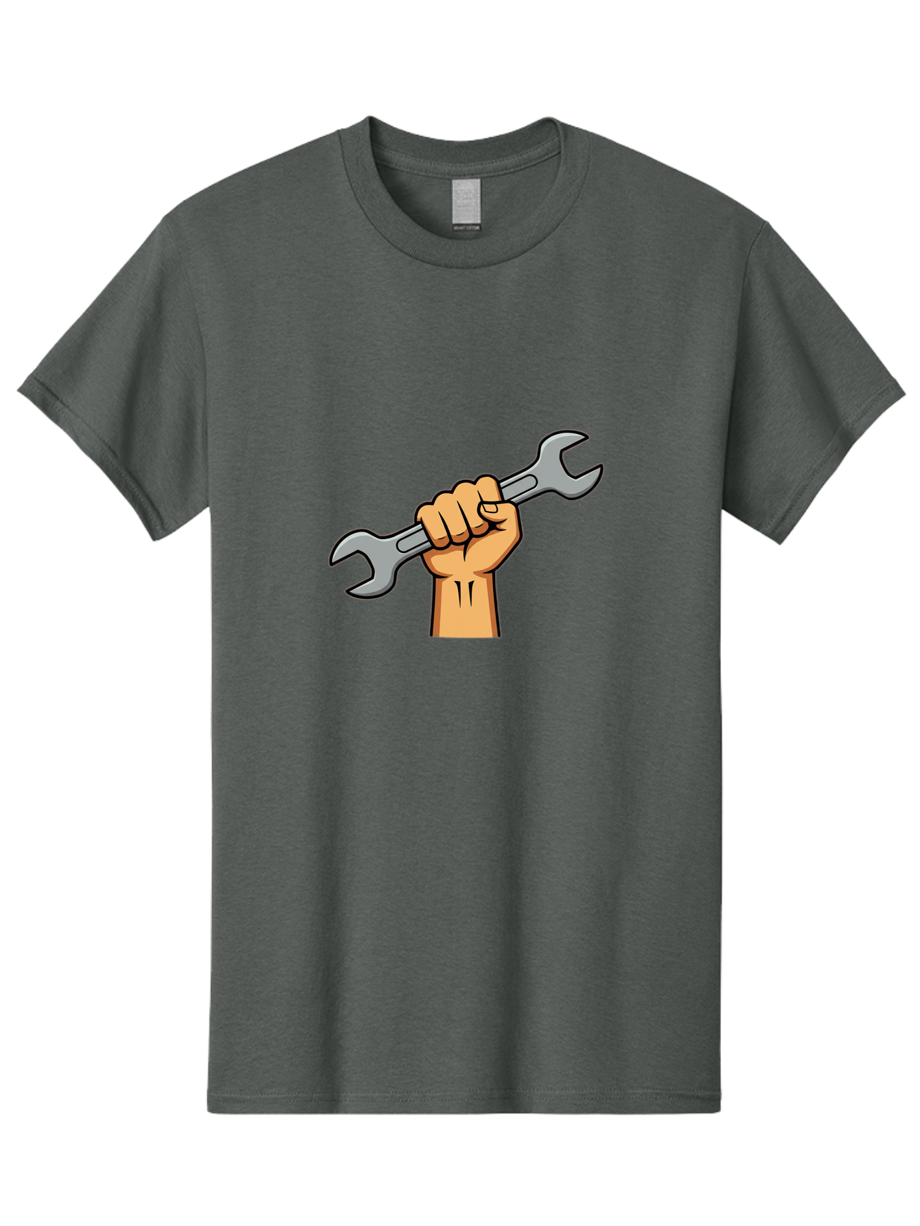 Hand-Holding-Spanner-1 Men'S Graphic Tee, 100% Cotton, Comfortable Casual Summer Wear, Machine Washable, Hand Holding Wrench, Adjustable Wrench, Hand Tool, Diy Repair, Handyman Tools, Repair Work, Maintenance Task, Mechanical Repair Bad183
