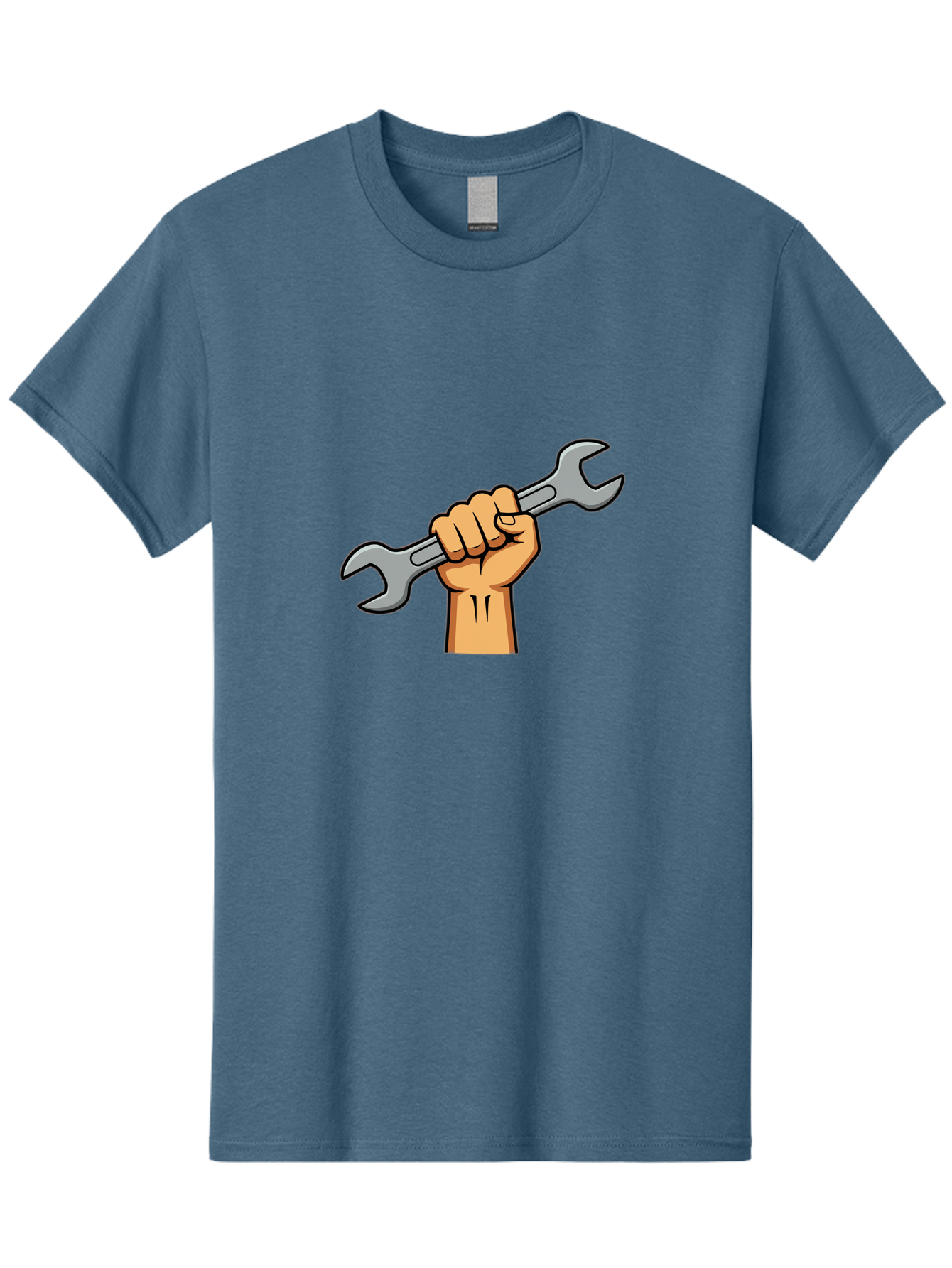 Hand-Holding-Spanner-1 Men'S Graphic Tee, 100% Cotton, Comfortable Casual Summer Wear, Machine Washable, Hand Holding Wrench, Adjustable Wrench, Hand Tool, Diy Repair, Handyman Tools, Repair Work, Maintenance Task, Mechanical Repair Bad183