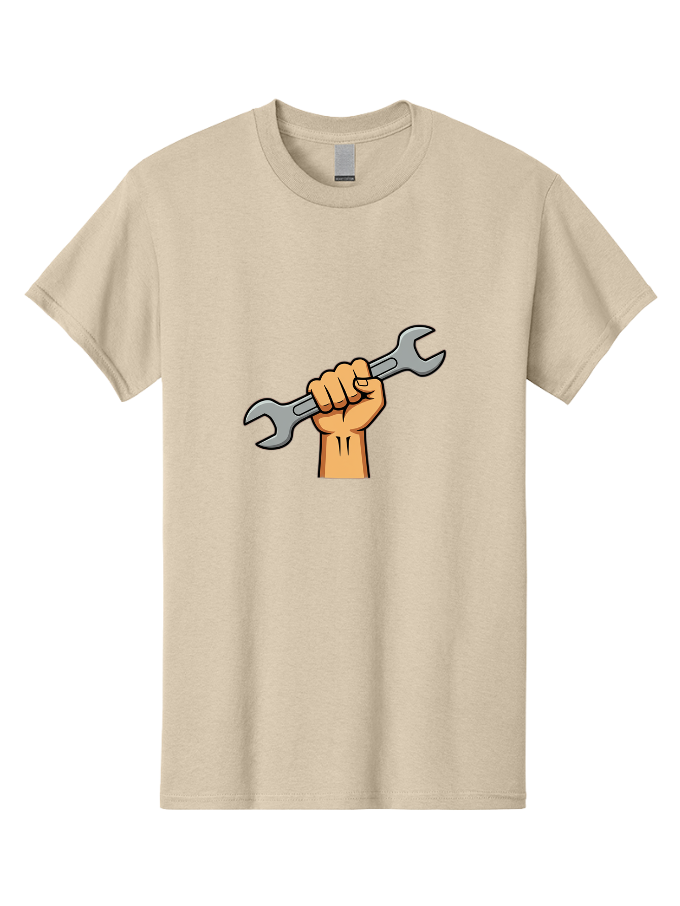 Hand-Holding-Spanner-1 Men'S Graphic Tee, 100% Cotton, Comfortable Casual Summer Wear, Machine Washable, Hand Holding Wrench, Adjustable Wrench, Hand Tool, Diy Repair, Handyman Tools, Repair Work, Maintenance Task, Mechanical Repair Bad183