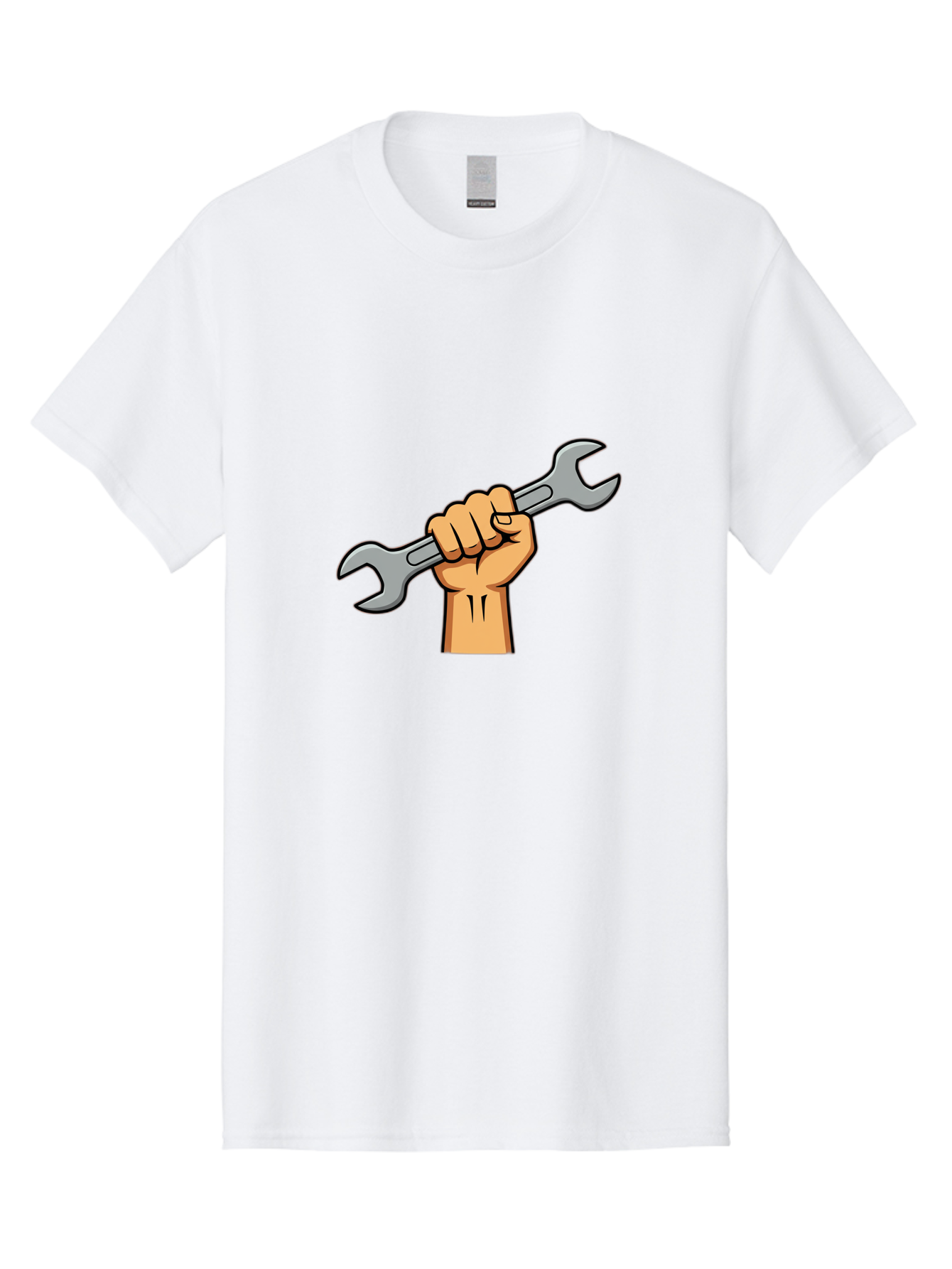 Hand-Holding-Spanner-1 Men'S Graphic Tee, 100% Cotton, Comfortable Casual Summer Wear, Machine Washable, Hand Holding Wrench, Adjustable Wrench, Hand Tool, Diy Repair, Handyman Tools, Repair Work, Maintenance Task, Mechanical Repair Bad183