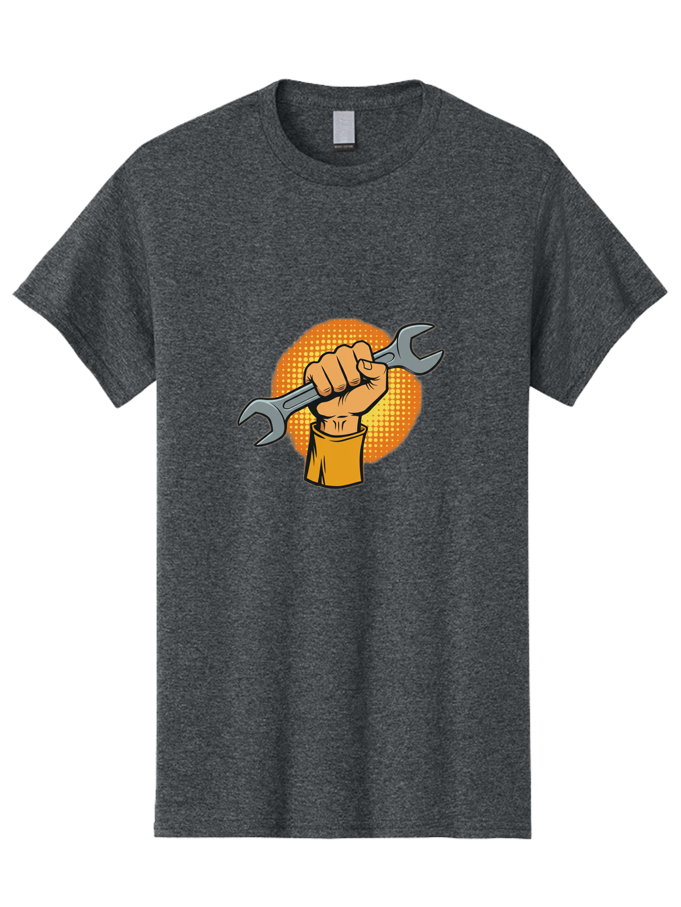 Hand-Holding-Spanner Men'S Graphic Tee, 100% Cotton, Comfortable Casual Summer Wear, Machine Washable, Hand Holding Wrench, Diy Repair, Mechanic Tools, Toolbox Essentials, Handyman Work, Repair Services, Construction Equipment, Bad184