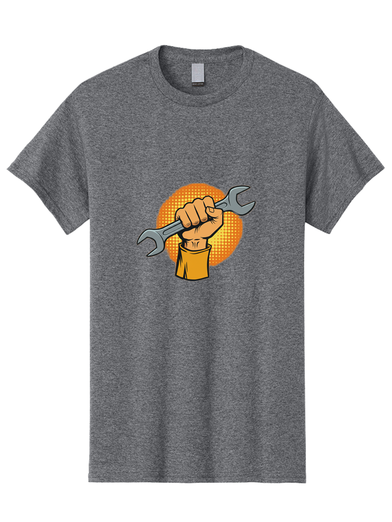 Hand-Holding-Spanner Men'S Graphic Tee, 100% Cotton, Comfortable Casual Summer Wear, Machine Washable, Hand Holding Wrench, Diy Repair, Mechanic Tools, Toolbox Essentials, Handyman Work, Repair Services, Construction Equipment, Bad184