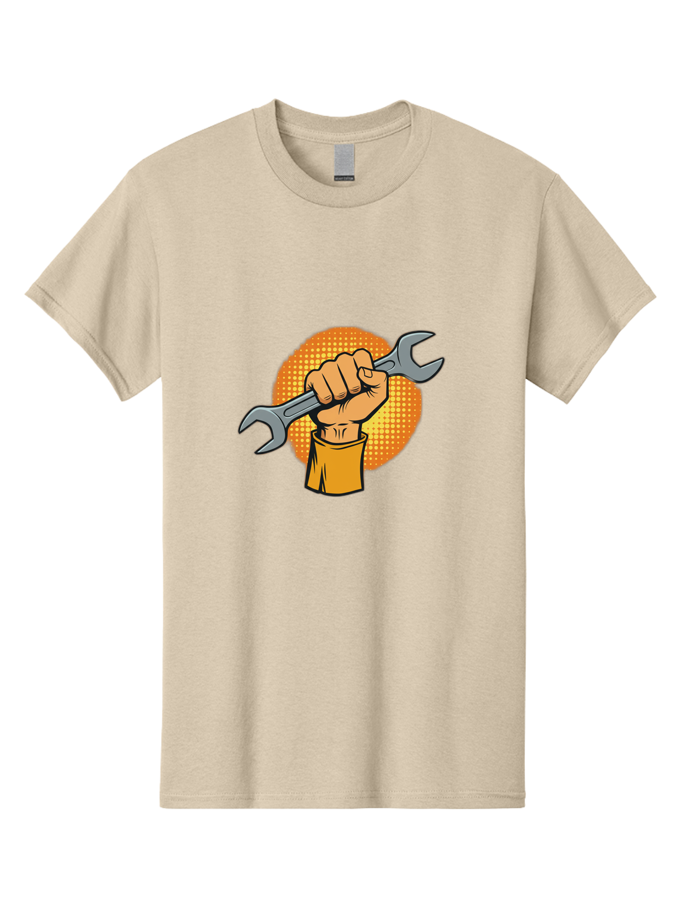 Hand-Holding-Spanner Men'S Graphic Tee, 100% Cotton, Comfortable Casual Summer Wear, Machine Washable, Hand Holding Wrench, Diy Repair, Mechanic Tools, Toolbox Essentials, Handyman Work, Repair Services, Construction Equipment, Bad184