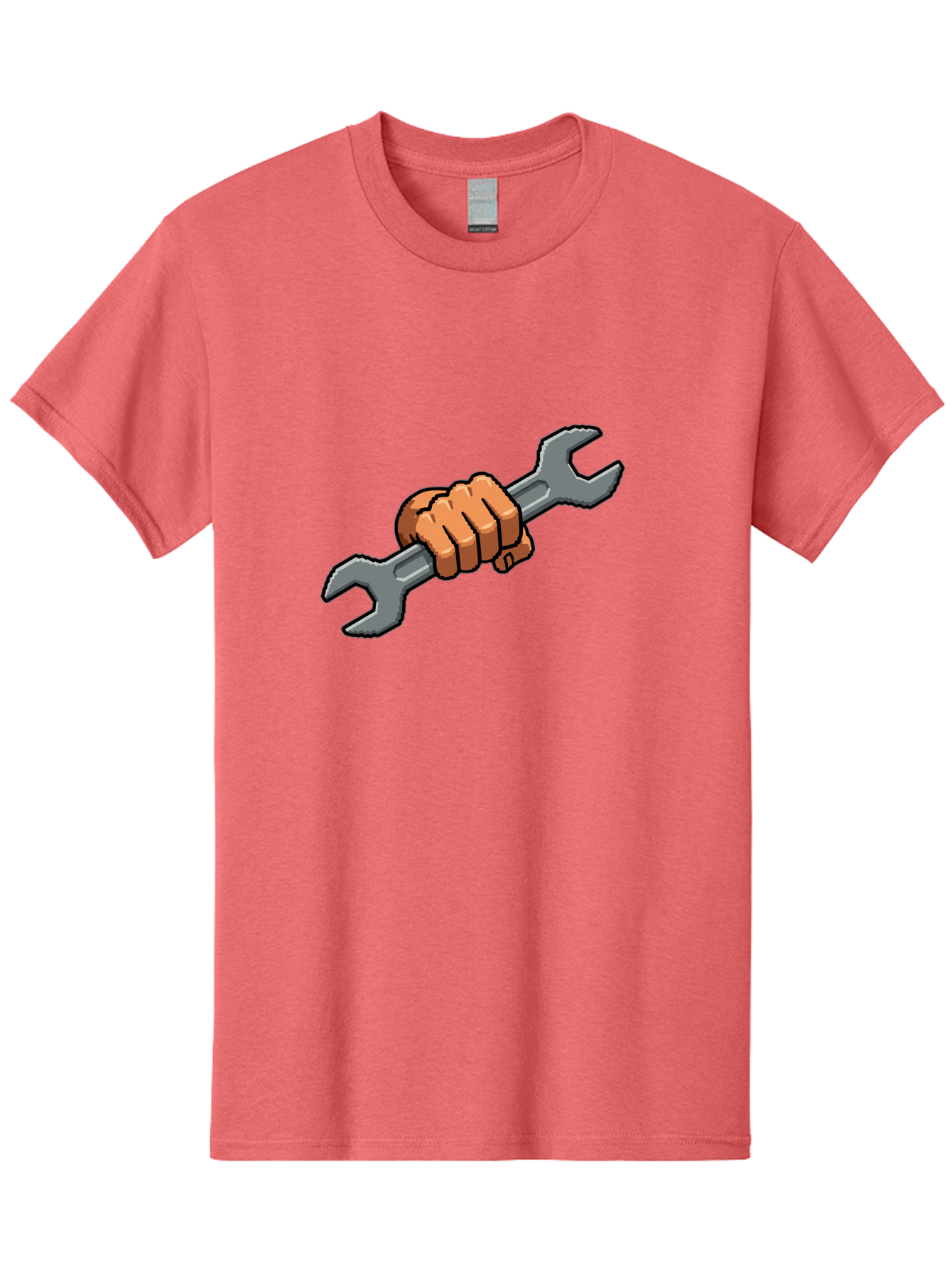 Hand-Holding-Wrench-1 Men'S Graphic Tee, 100% Cotton, Comfortable Casual Summer Wear, Machine Washable, Hand Holding Wrench, Adjustable Wrench, Repair Tool, Diy Symbol, Hand Grip, Tool Handle, Machinery Repair Bad185