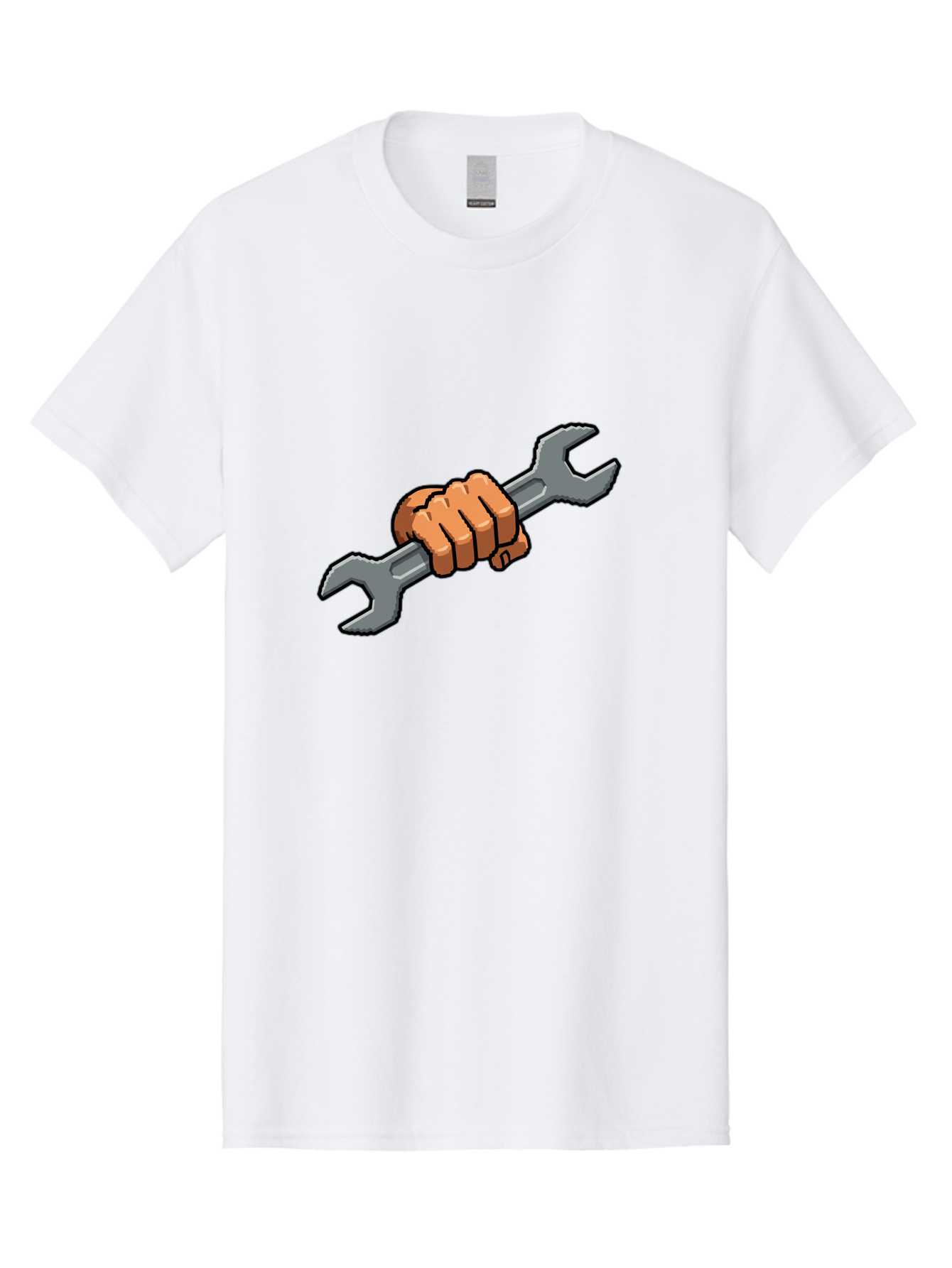 Hand-Holding-Wrench-1 Men'S Graphic Tee, 100% Cotton, Comfortable Casual Summer Wear, Machine Washable, Hand Holding Wrench, Adjustable Wrench, Repair Tool, Diy Symbol, Hand Grip, Tool Handle, Machinery Repair Bad185