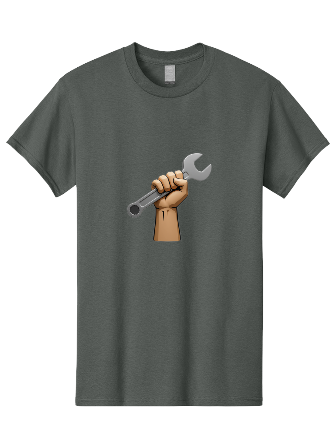 Hand-Holding-Wrench Men'S Graphic Tee, 100% Cotton, Comfortable Casual Summer Wear, Machine Washable, Cartoon Hand Holding Wrench, Hand Gripping Spanner, Adjustable Wrench, Diy Tool, Repair Equipment, Maintenance Symbol, Hand Tool Bad186