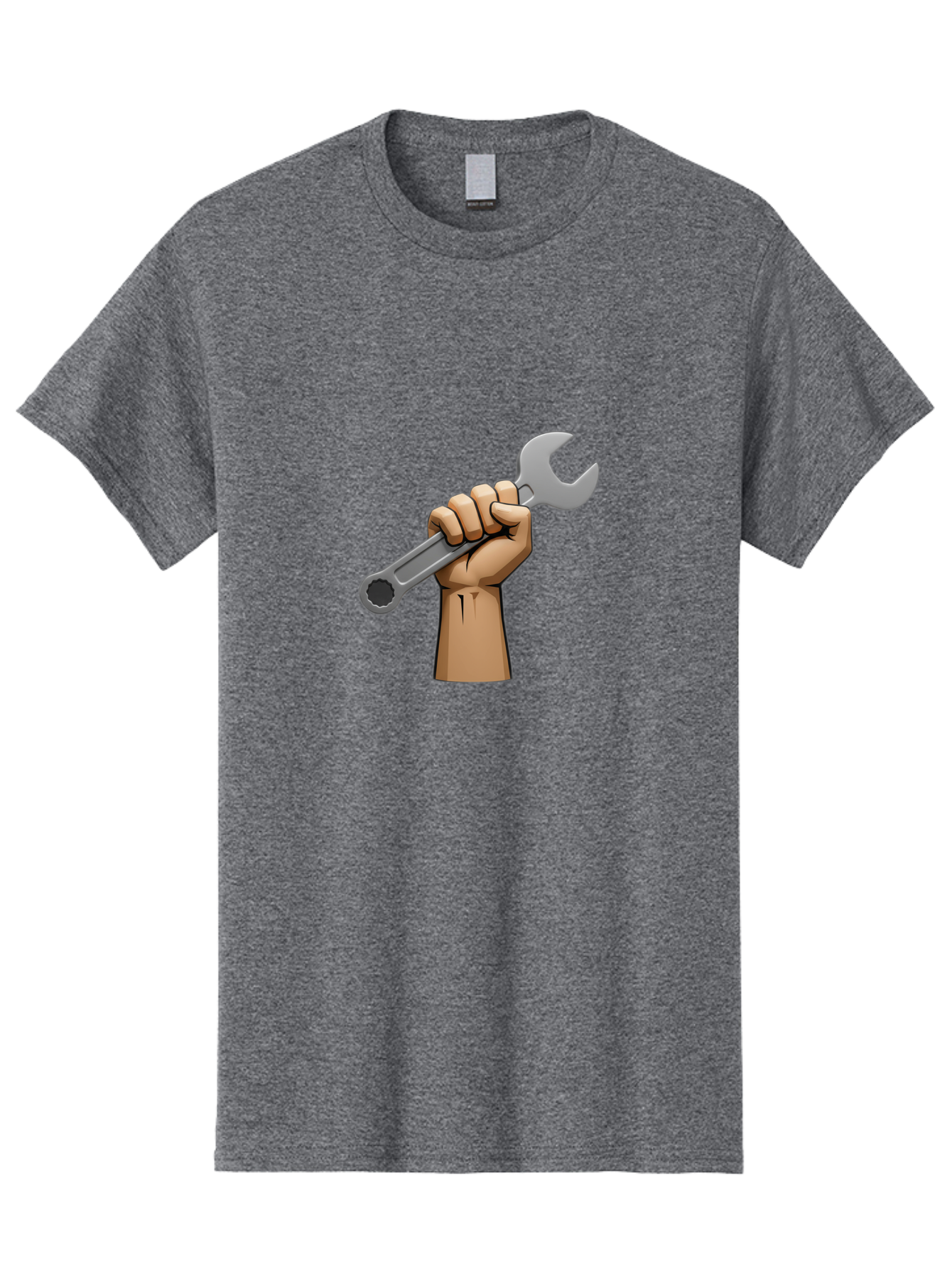 Hand-Holding-Wrench Men'S Graphic Tee, 100% Cotton, Comfortable Casual Summer Wear, Machine Washable, Cartoon Hand Holding Wrench, Hand Gripping Spanner, Adjustable Wrench, Diy Tool, Repair Equipment, Maintenance Symbol, Hand Tool Bad186