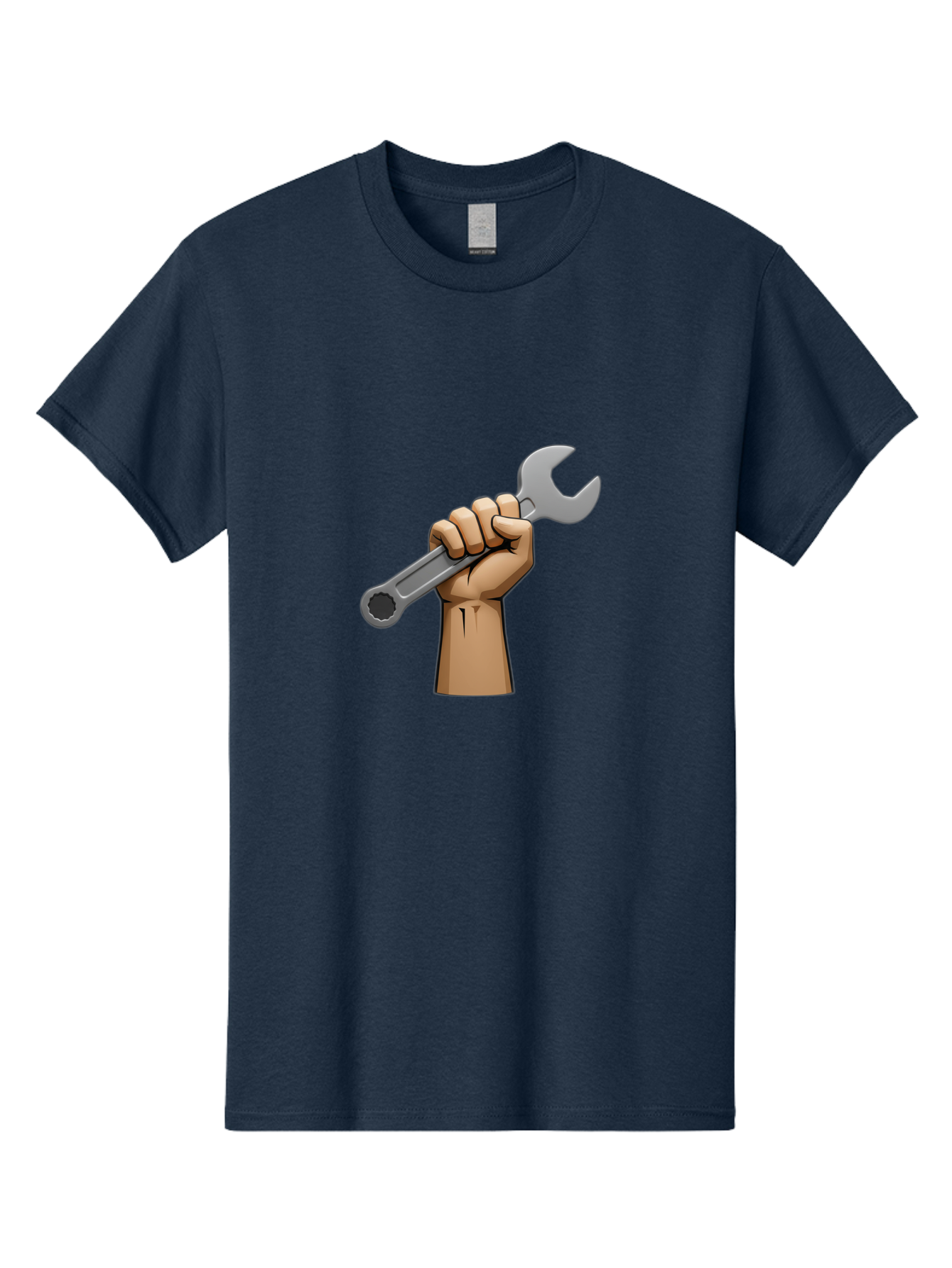 Hand-Holding-Wrench Men'S Graphic Tee, 100% Cotton, Comfortable Casual Summer Wear, Machine Washable, Cartoon Hand Holding Wrench, Hand Gripping Spanner, Adjustable Wrench, Diy Tool, Repair Equipment, Maintenance Symbol, Hand Tool Bad186