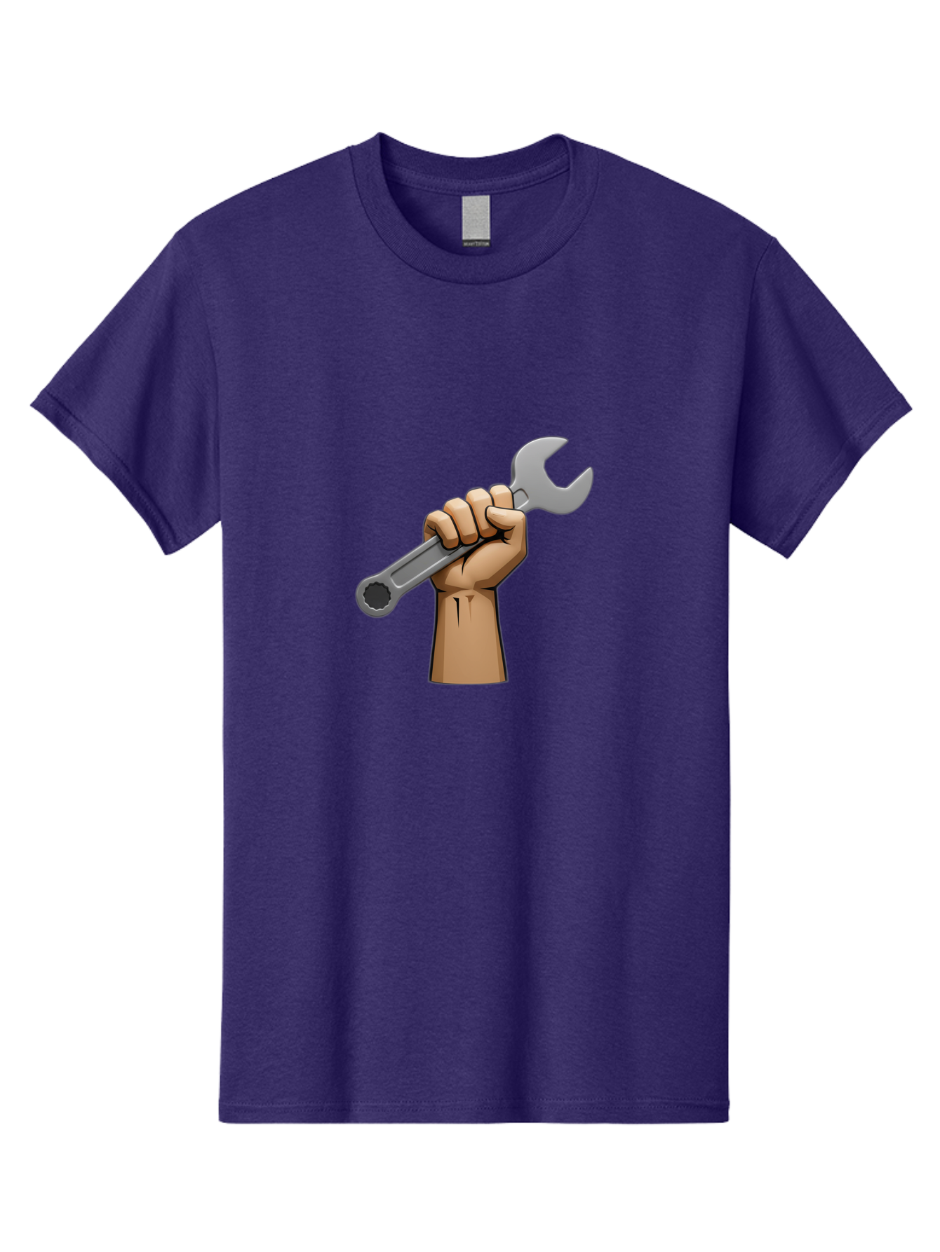 Hand-Holding-Wrench Men'S Graphic Tee, 100% Cotton, Comfortable Casual Summer Wear, Machine Washable, Cartoon Hand Holding Wrench, Hand Gripping Spanner, Adjustable Wrench, Diy Tool, Repair Equipment, Maintenance Symbol, Hand Tool Bad186