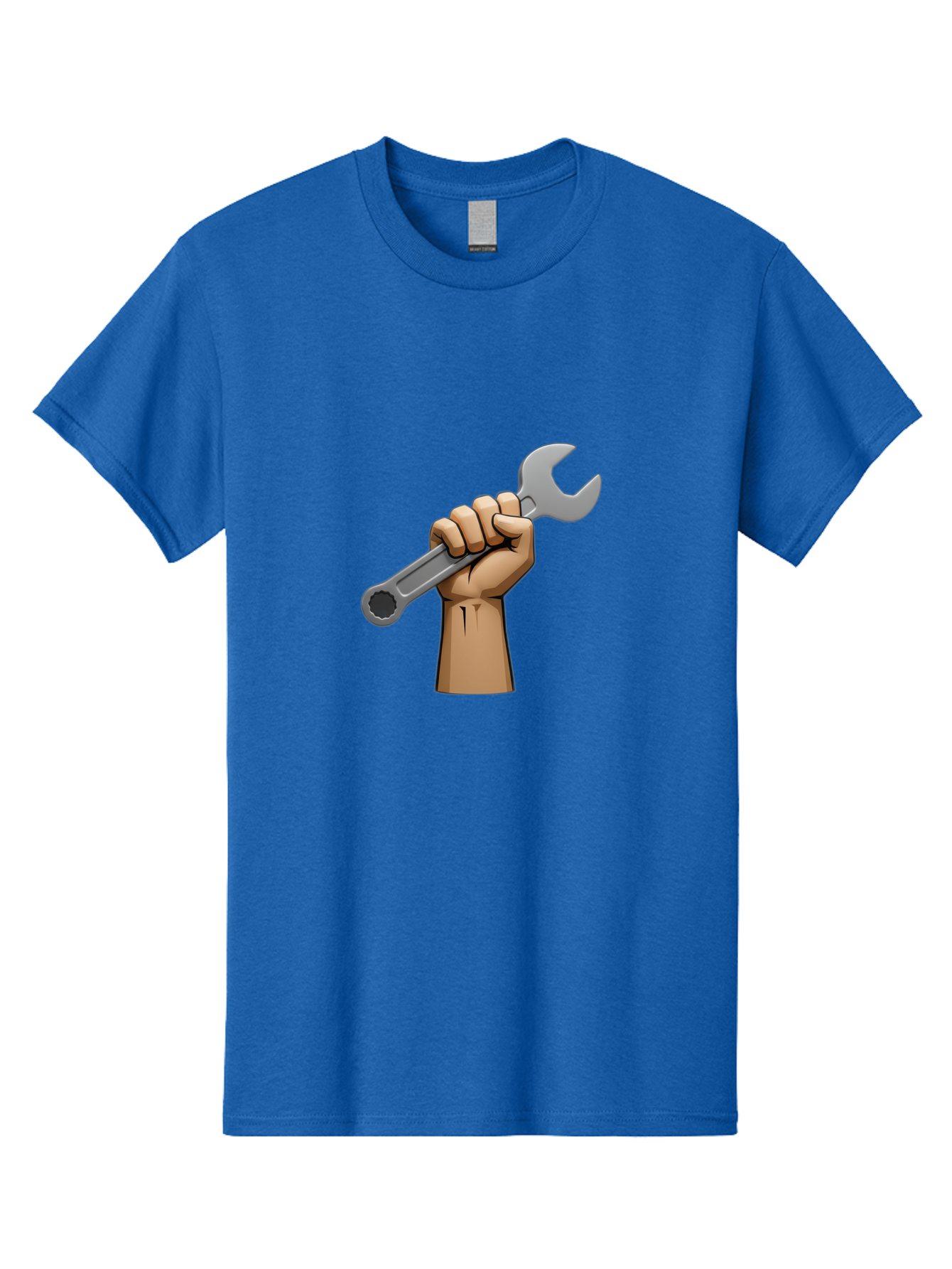 Hand-Holding-Wrench Men'S Graphic Tee, 100% Cotton, Comfortable Casual Summer Wear, Machine Washable, Cartoon Hand Holding Wrench, Hand Gripping Spanner, Adjustable Wrench, Diy Tool, Repair Equipment, Maintenance Symbol, Hand Tool Bad186
