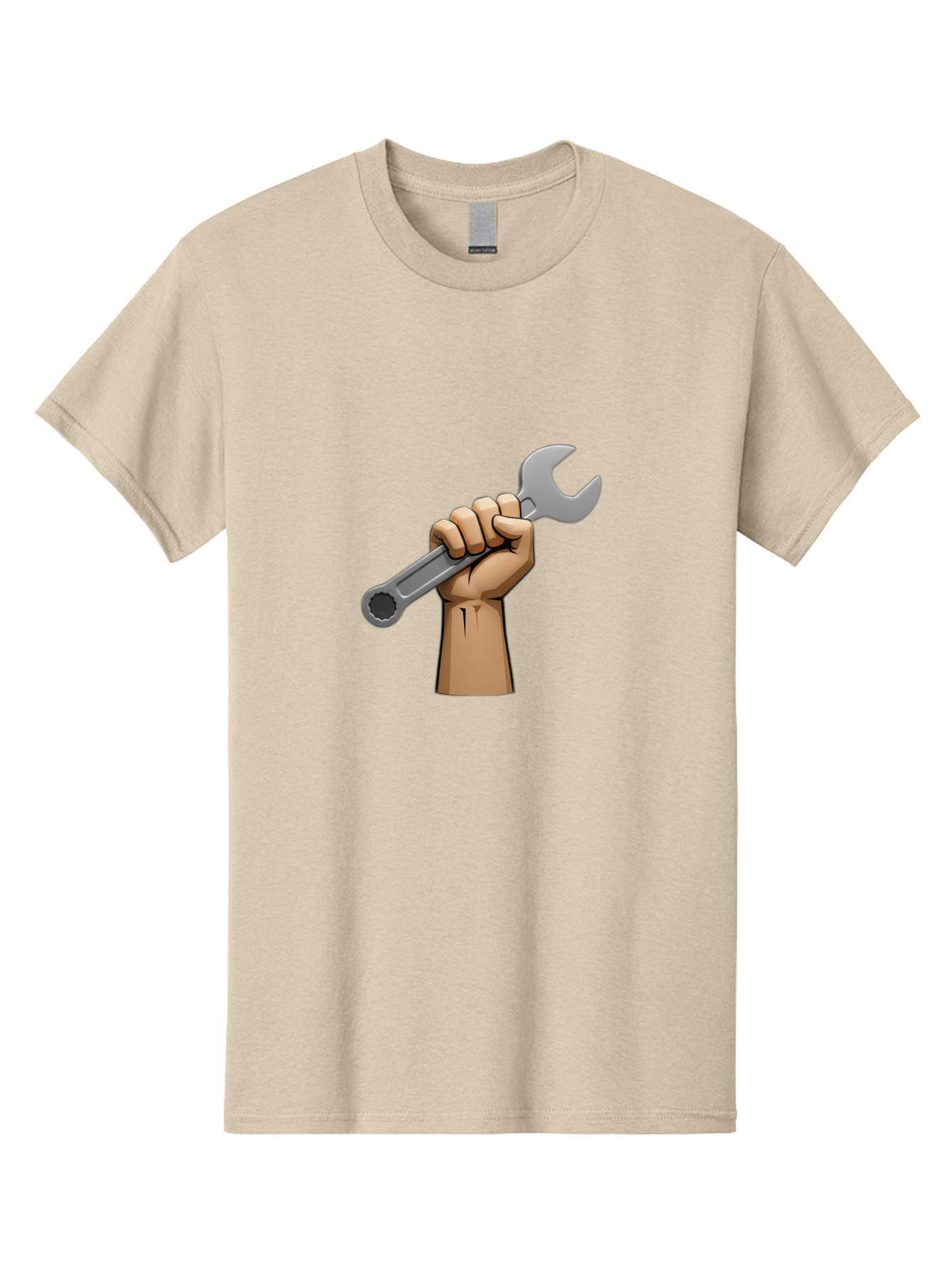 Hand-Holding-Wrench Men'S Graphic Tee, 100% Cotton, Comfortable Casual Summer Wear, Machine Washable, Cartoon Hand Holding Wrench, Hand Gripping Spanner, Adjustable Wrench, Diy Tool, Repair Equipment, Maintenance Symbol, Hand Tool Bad186