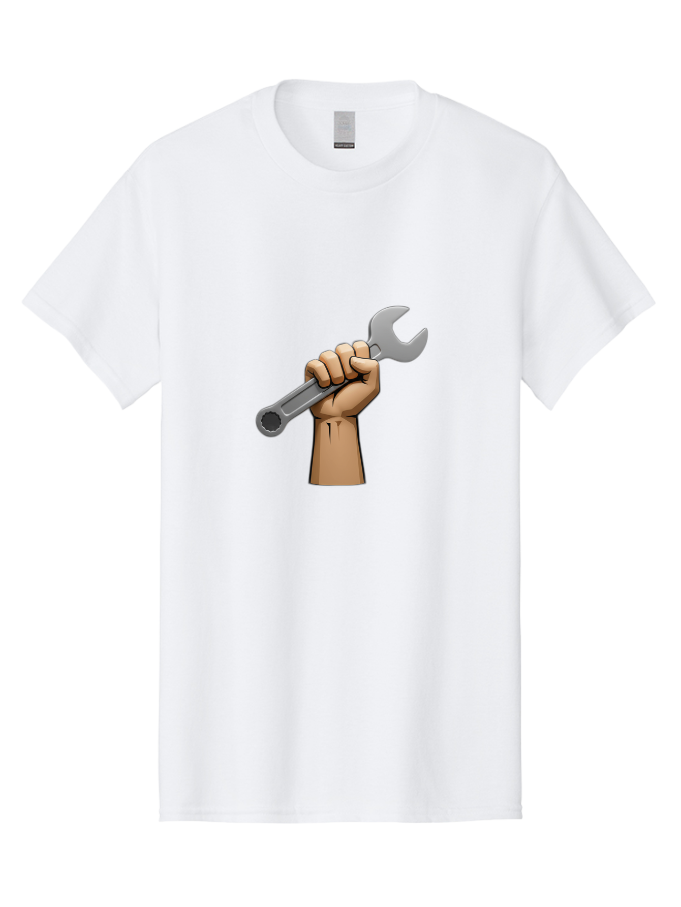 Hand-Holding-Wrench Men'S Graphic Tee, 100% Cotton, Comfortable Casual Summer Wear, Machine Washable, Cartoon Hand Holding Wrench, Hand Gripping Spanner, Adjustable Wrench, Diy Tool, Repair Equipment, Maintenance Symbol, Hand Tool Bad186